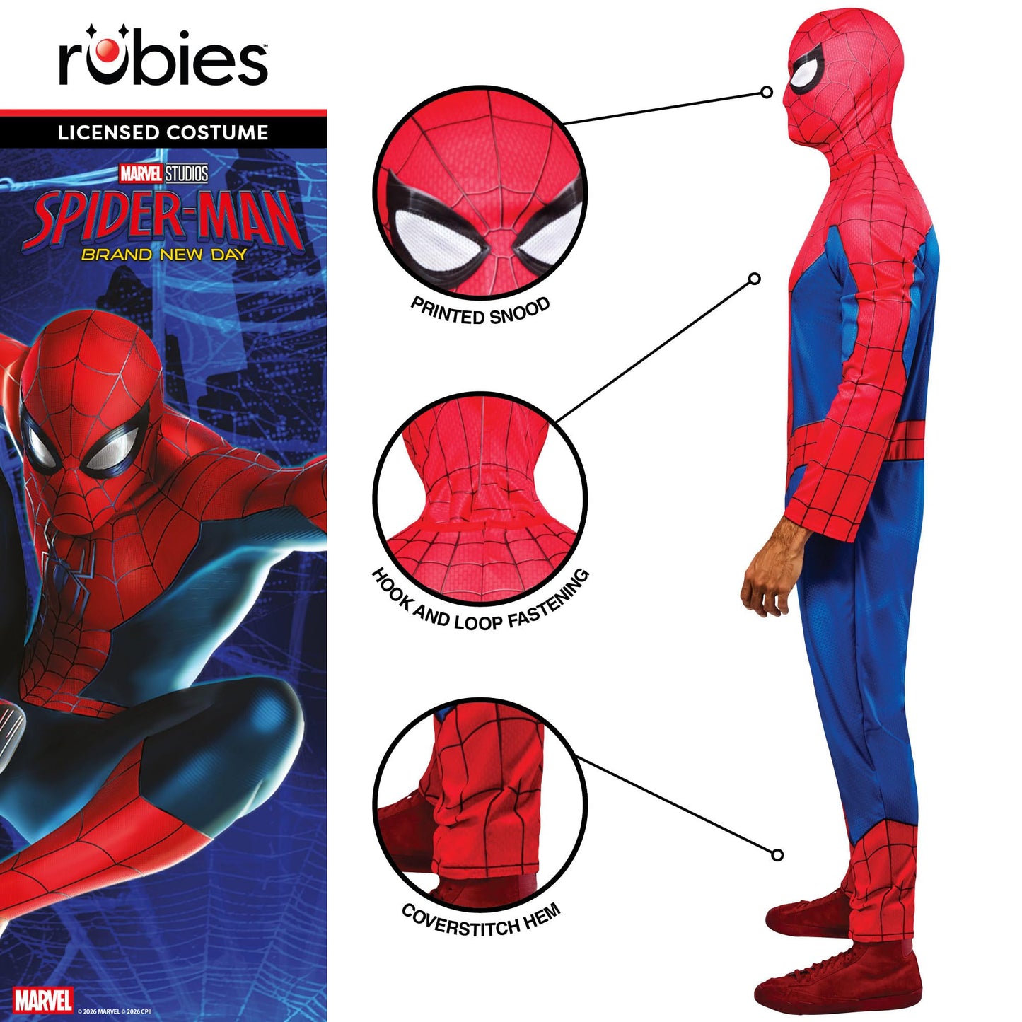 Rubies Official Brand New Day Spider-Man Classic Costume, Adult Fancy Dress, Mens, Size Large