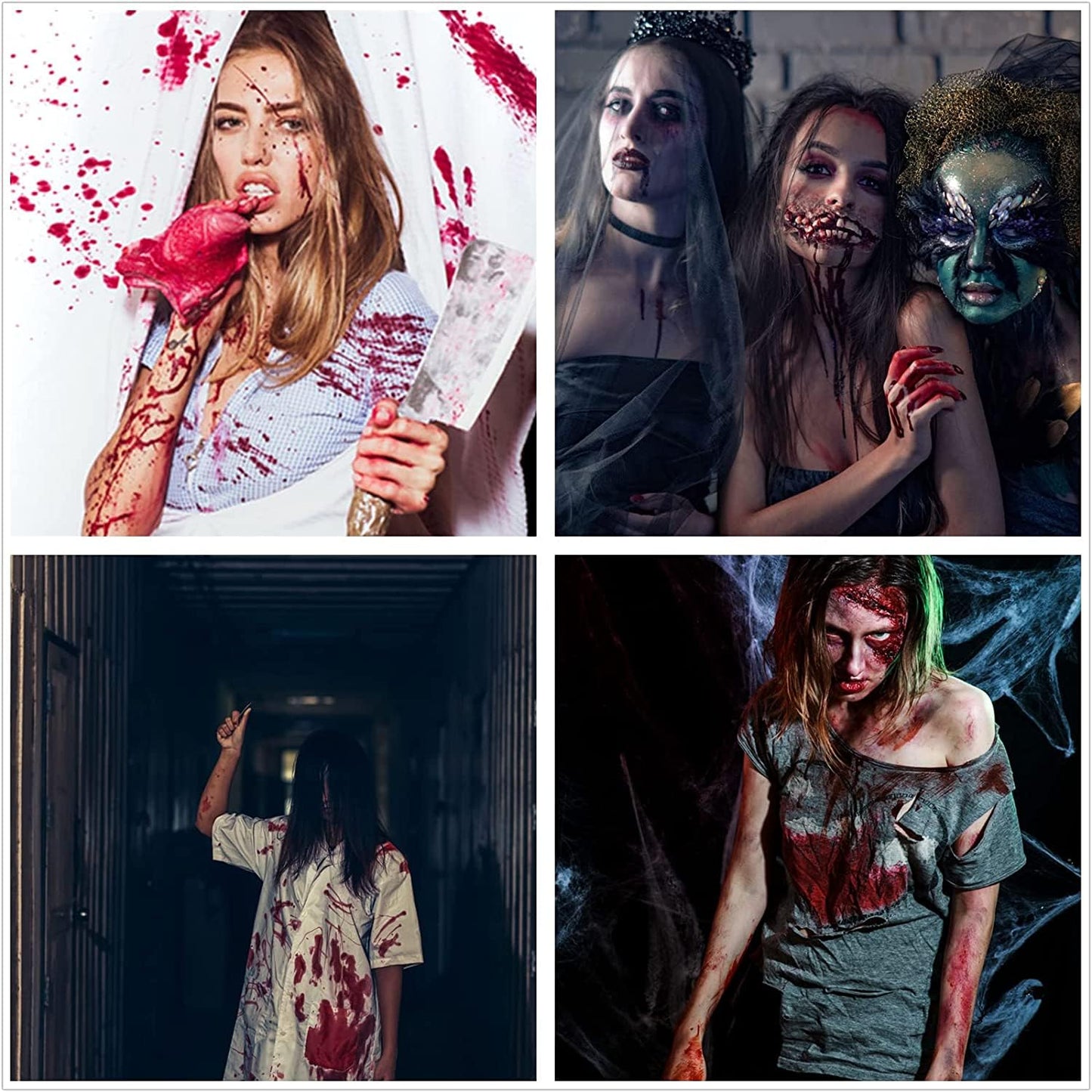 BOBISUKA Halloween Fake Blood Makeup Kit - Realistic Washable Special Effects SFX Makeup Coagulated Blood + Dripping Blood + Spray For Zombie Vampire Monster Cosplay Mouth Clothes Dress Up