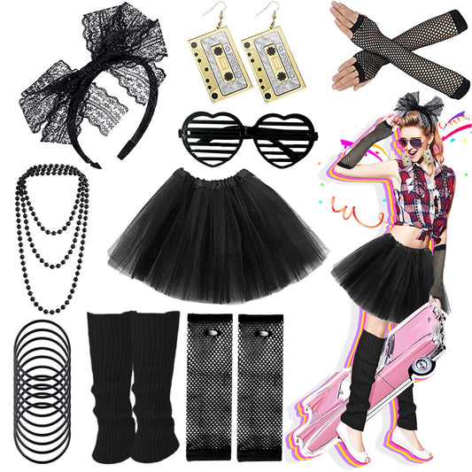 80s fancy dress for women in black party costume