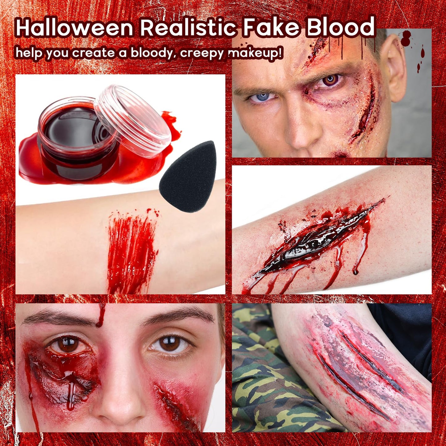 VIOLA HOUSE Halloween Special Effects Makeup, Christmas New Year Gift, 7 Colours Bruise Wound Face Body Paint + Scar Wax + Scar Oil + Liquid Latex + Fake Blood + Spatula + Stipple Sponge + Brush.