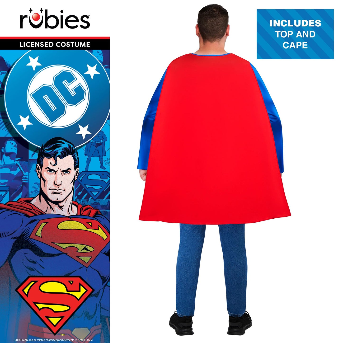 Rubes Official DC Comics Superman Top - Adult Fancy Dress