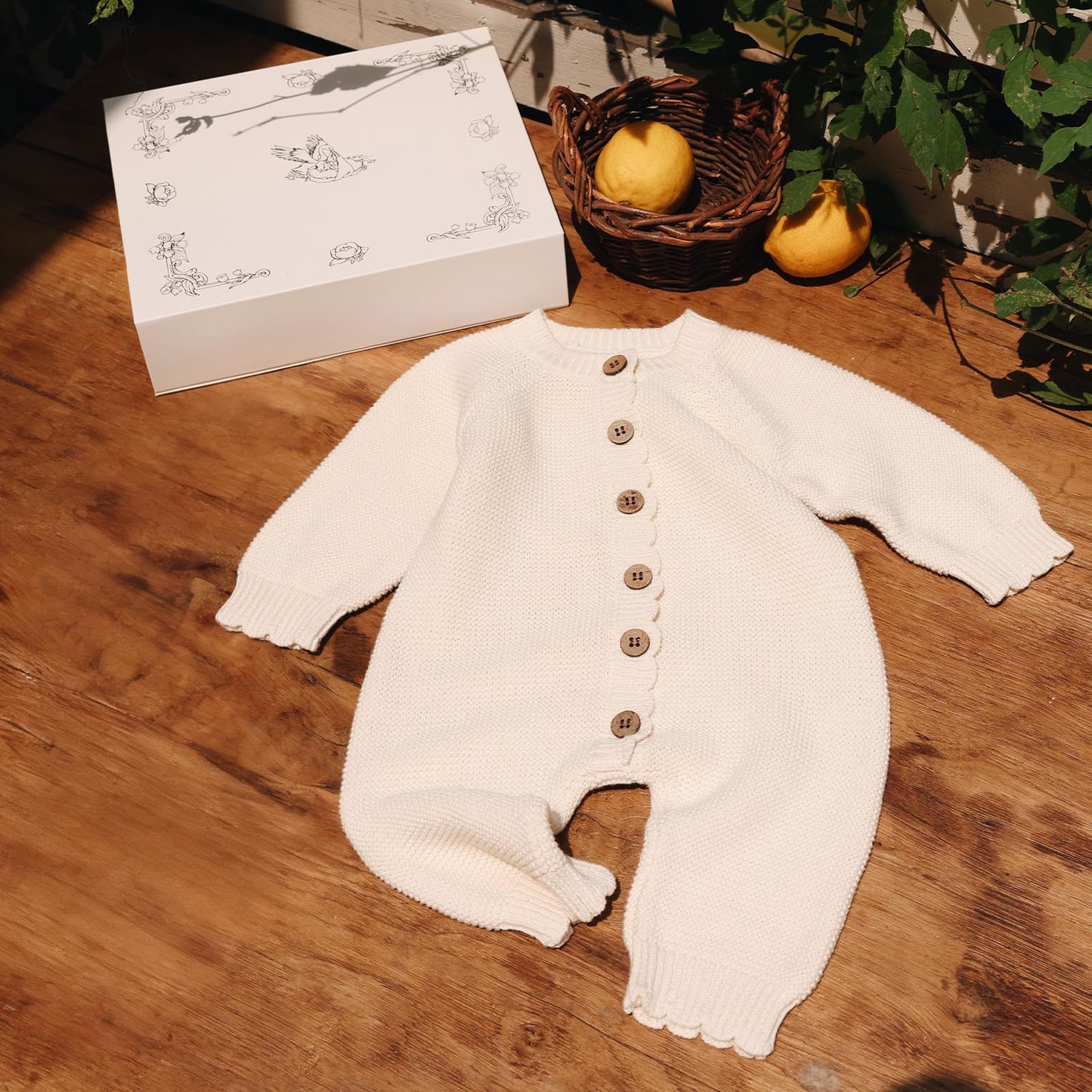 Avibae Knitted Baby Romper Cotton Long Sleeve Outfit for Newborn Infant Boys Girls Babygrow