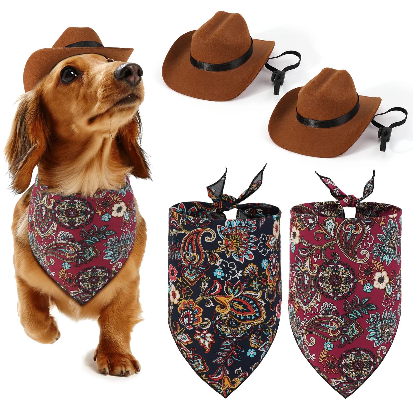 Dogs Cats Cowboy Costume Hats and Bandanas Scarf - Cowboy Caps