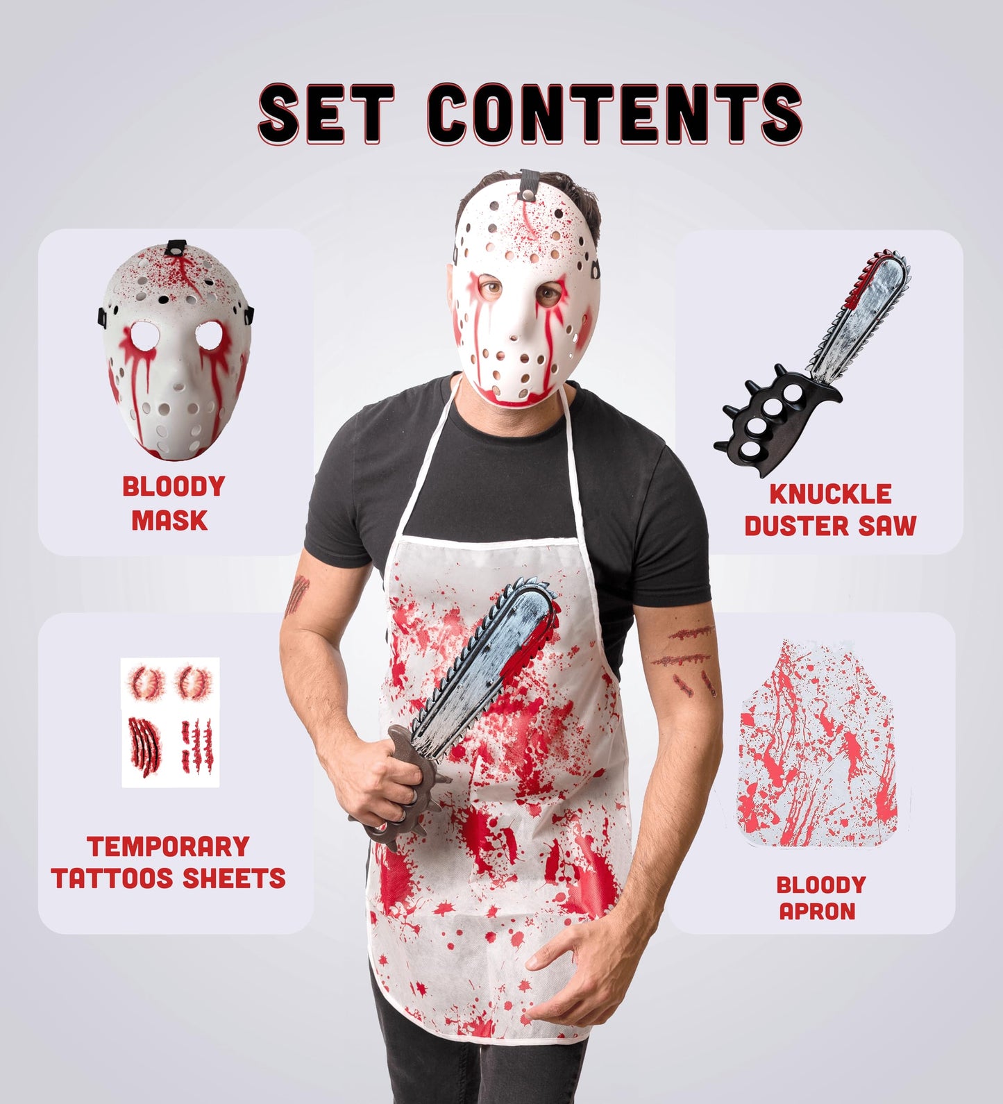 5 pcs Serial Killer Costume - Halloween Costumes For Men - Adult & Teen One Size Fits All - 2025 Trending Fancy Dress - UK Based Brand