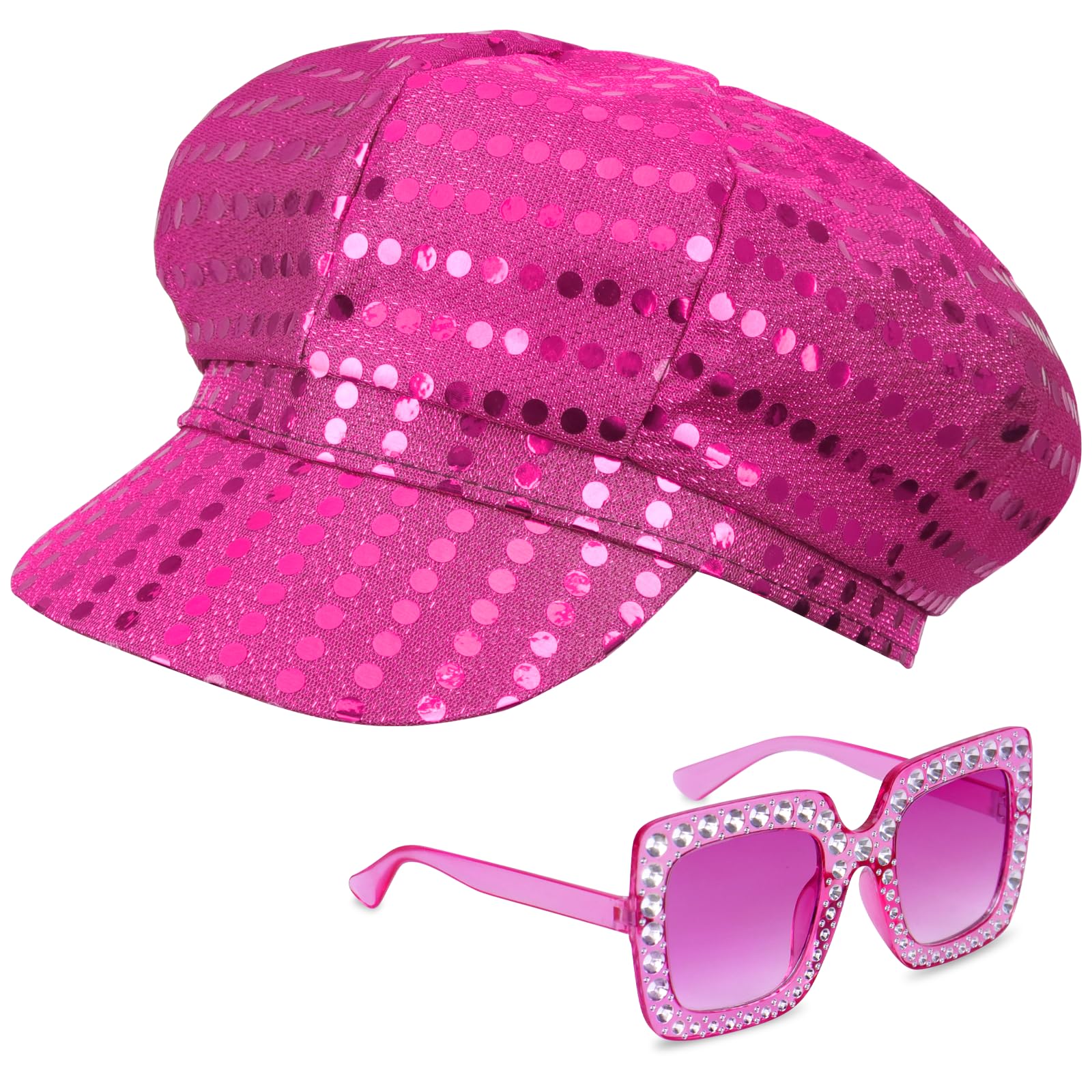 Pink Glitter Hat for ABBA Accessories Women with Sequins Hat Bling