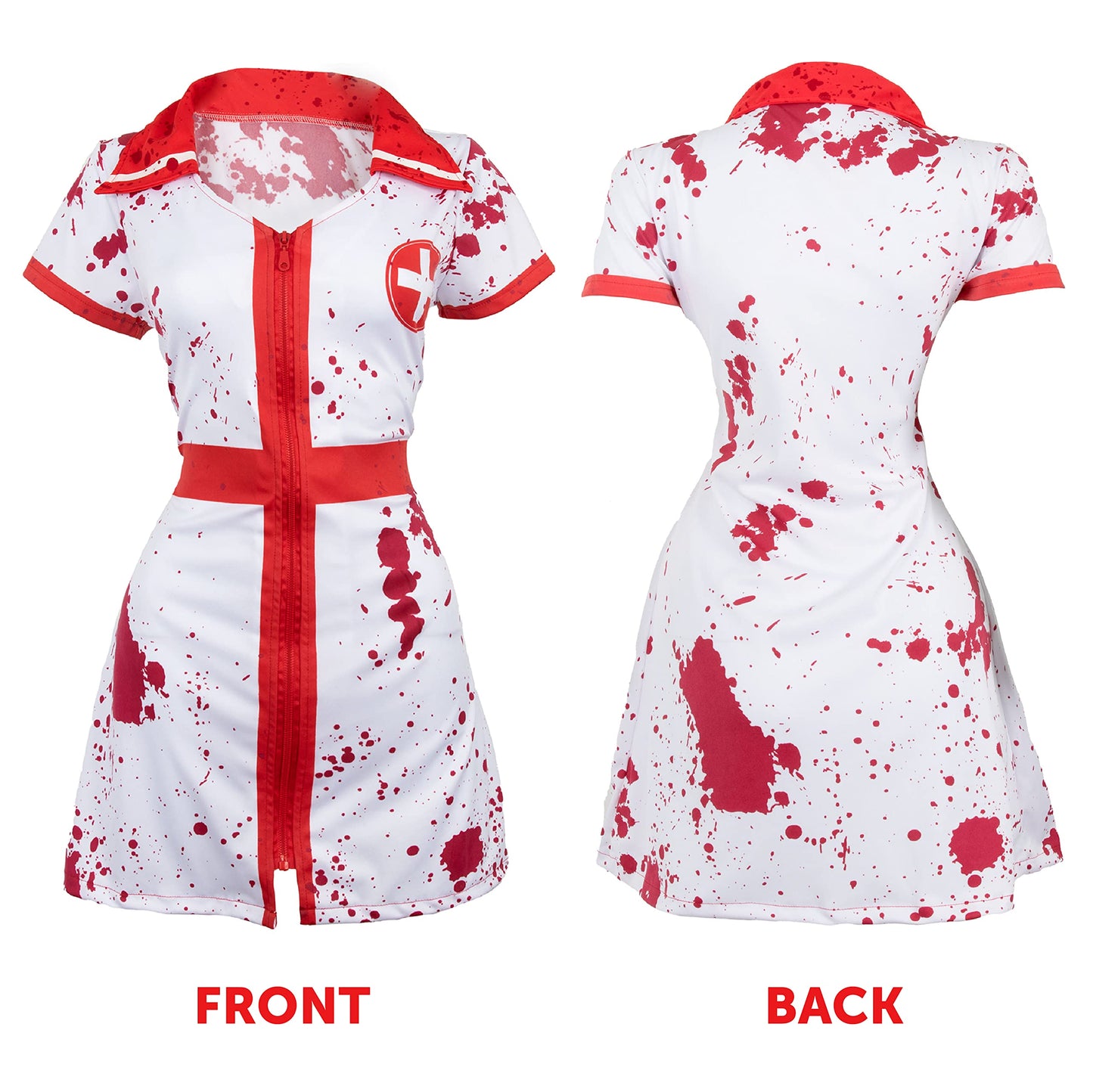 Ladies Zombie Nurse Halloween Costume - Nurse Dress with Hat