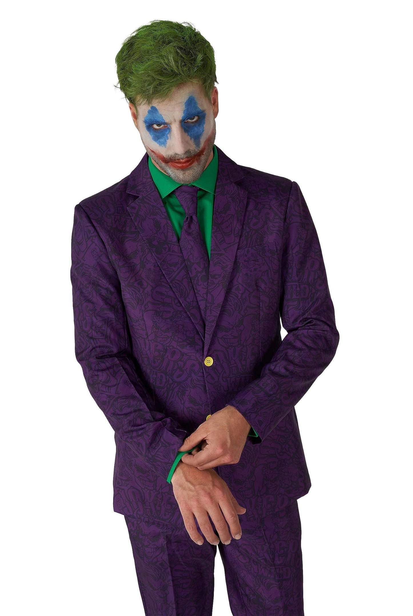 OFFSTREAM Men's The Joker Costume - Halloween Party Outfit - Batman Villains Outfit - Including Blazer, Pants and Tie - Purple