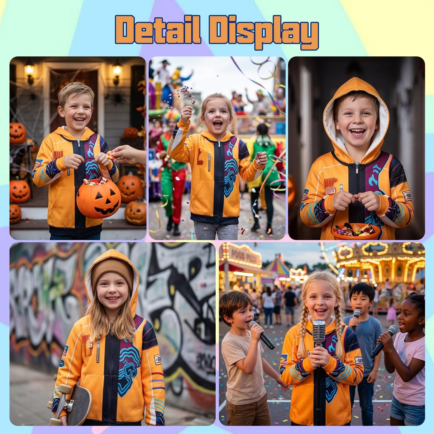Hoodie Kids Kpop Costume- Girls Cosplay Jacket with Zippered Hood