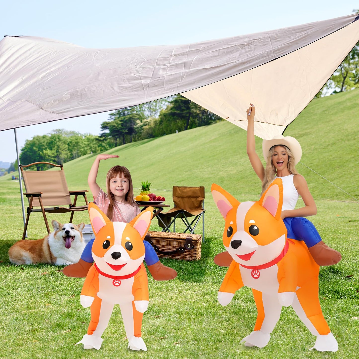 Inflatable Costume for Adult Dog Halloween Blow Up Costumes Ride