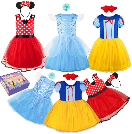 Princess dress up costume set for toddler girls, front view