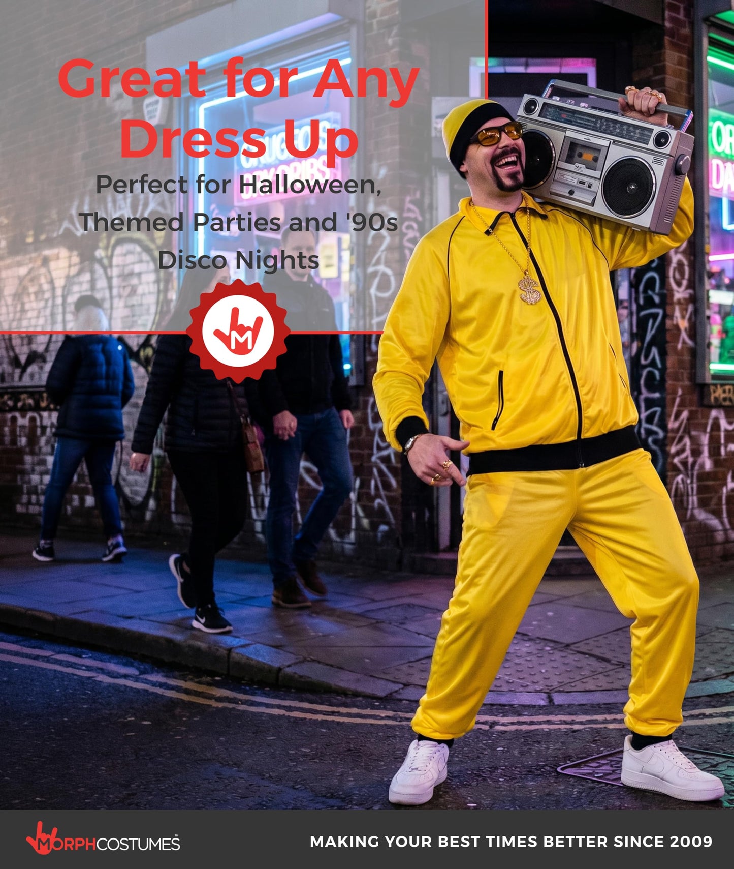 Mens Track Suit Costume Yellow Hip Hop Outfit for Men 2000s Rapper (image 5)