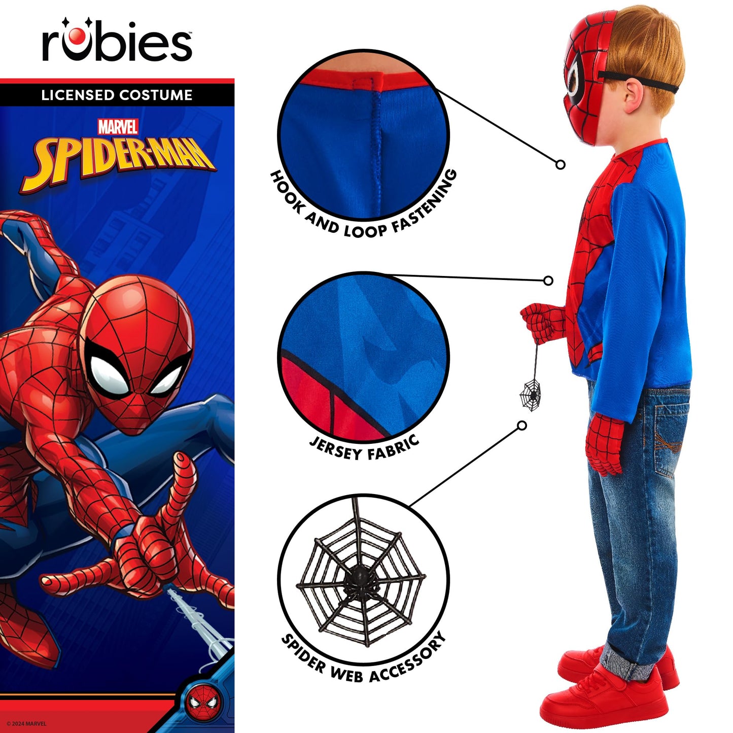 Rubies Official Marvel Spiderman Dress Up Set Child Costume, Kids Fancy Dress, Size Ages 4-6 Years Halloween