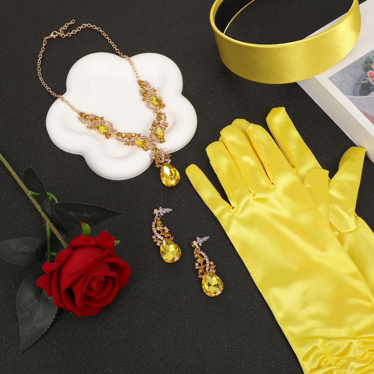 Princess Costumes for Women - Princess Tiara Headband Yellow Gloves (image 4)