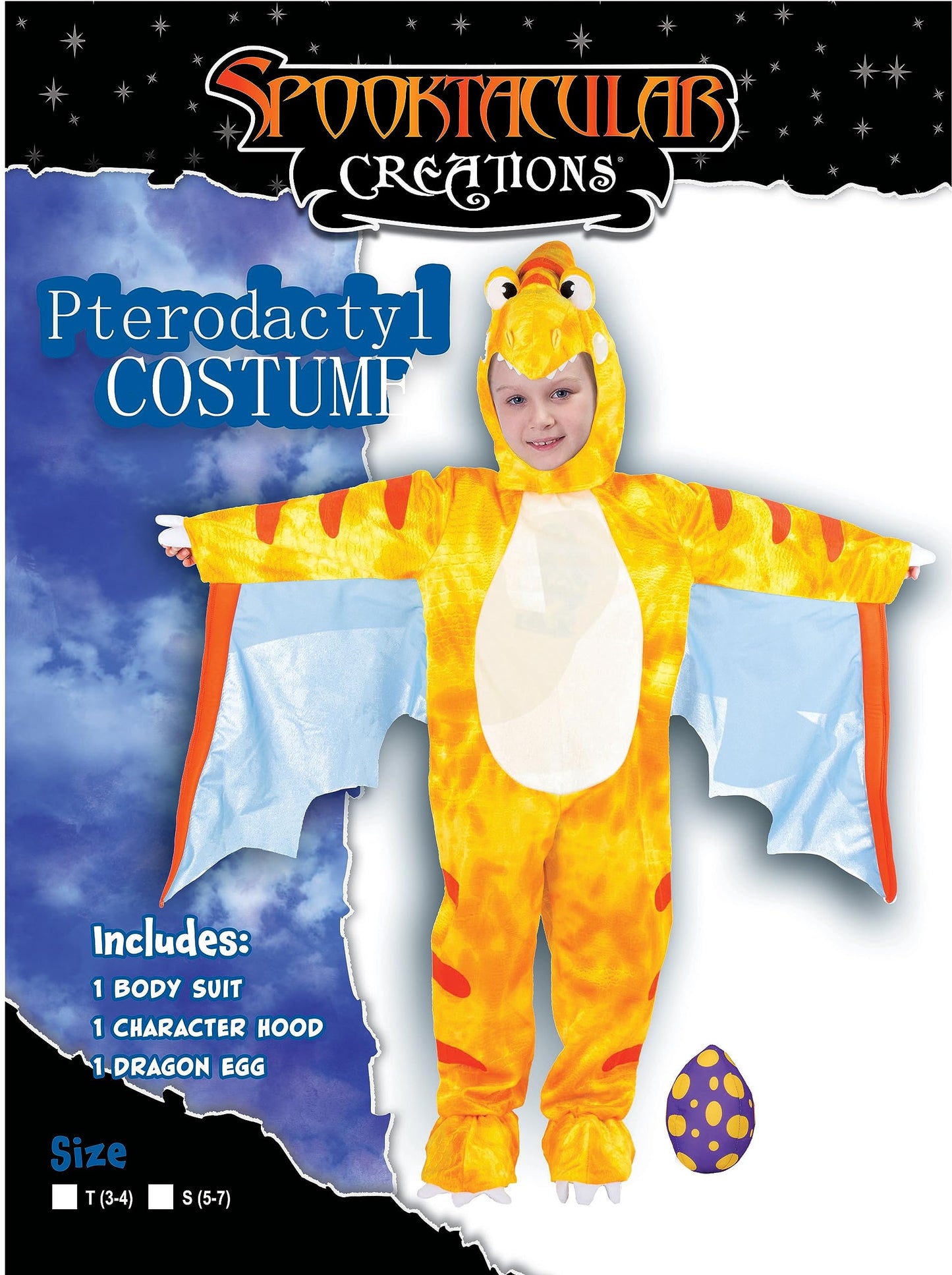 Spooktacular Creations Yellow Prehistoric Pterodactyl Dinosaur Costume Kid and Toddler Deluxe Set for Halloween Dress Up Party and Dinosaur Themed Party (3T)