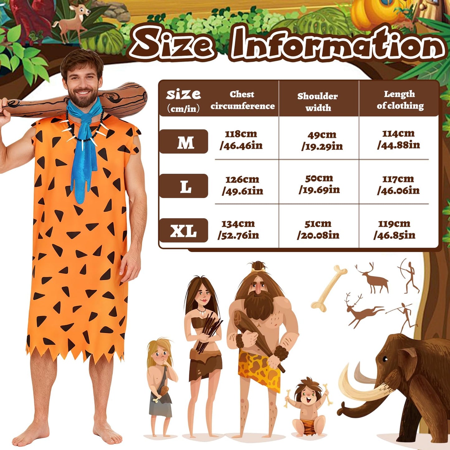 Caveman Costume Set for Adults - Stone Age Halloween Outfit