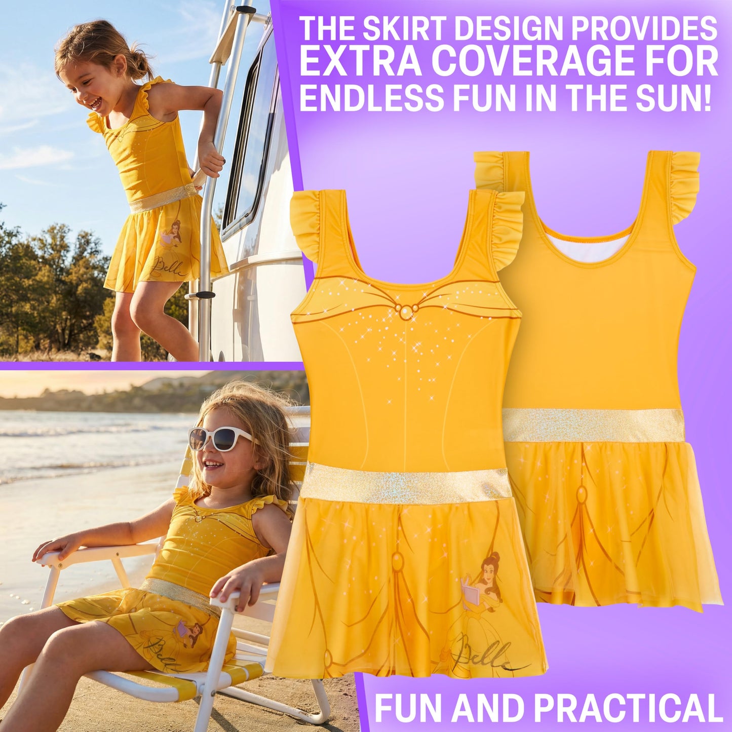 Disney Belle Girls Swimming Costume Yrs - One Piece Swimwear Dress (image 4)