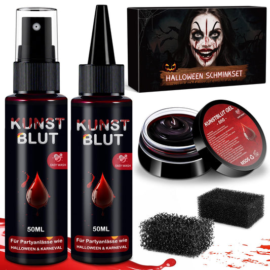 Fake Blood Halloween Makeup Kit - Realistic Washable Special