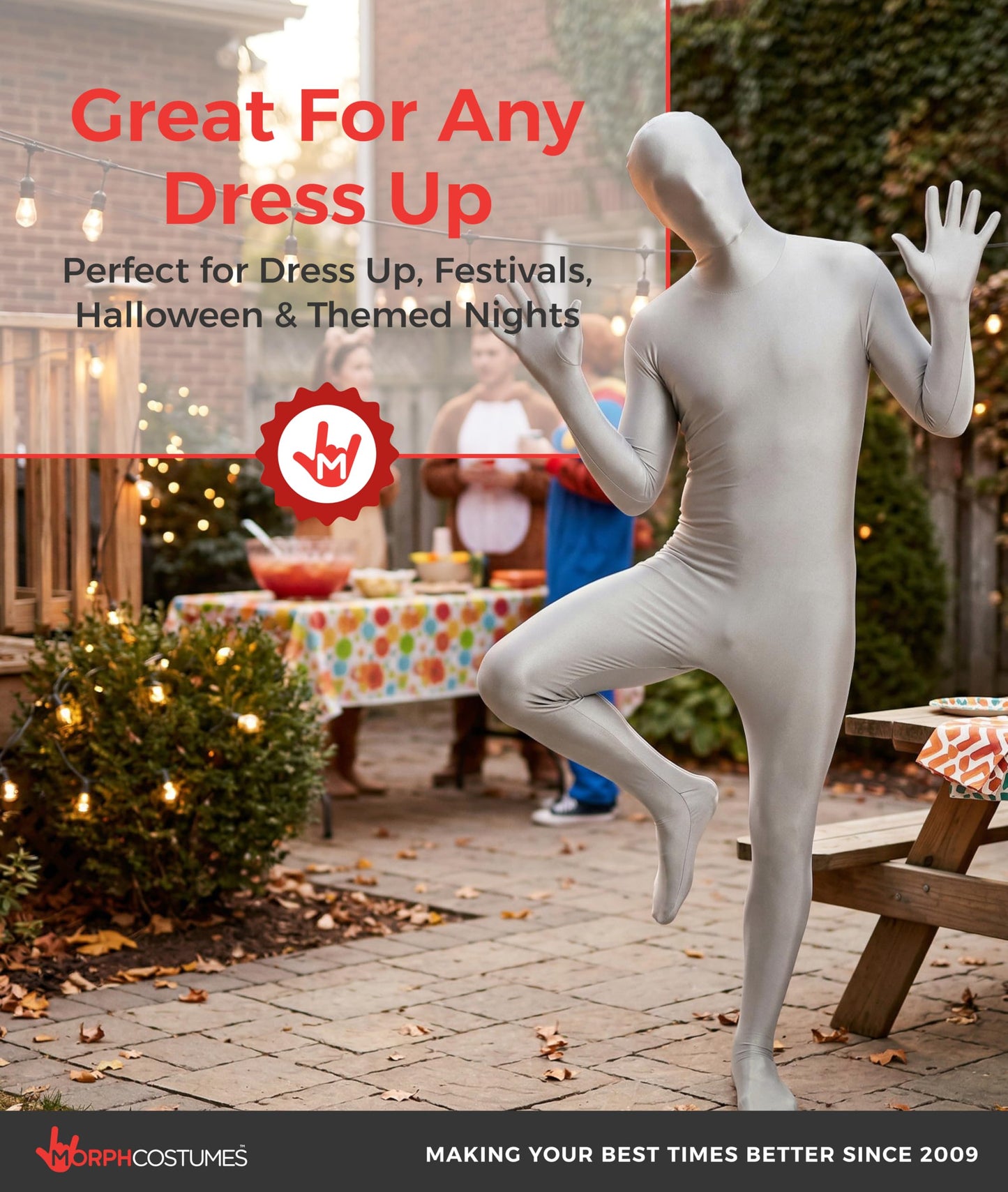 Morphsuit Full Body Costume - Silver - L - Original Bodysuit (image 6)