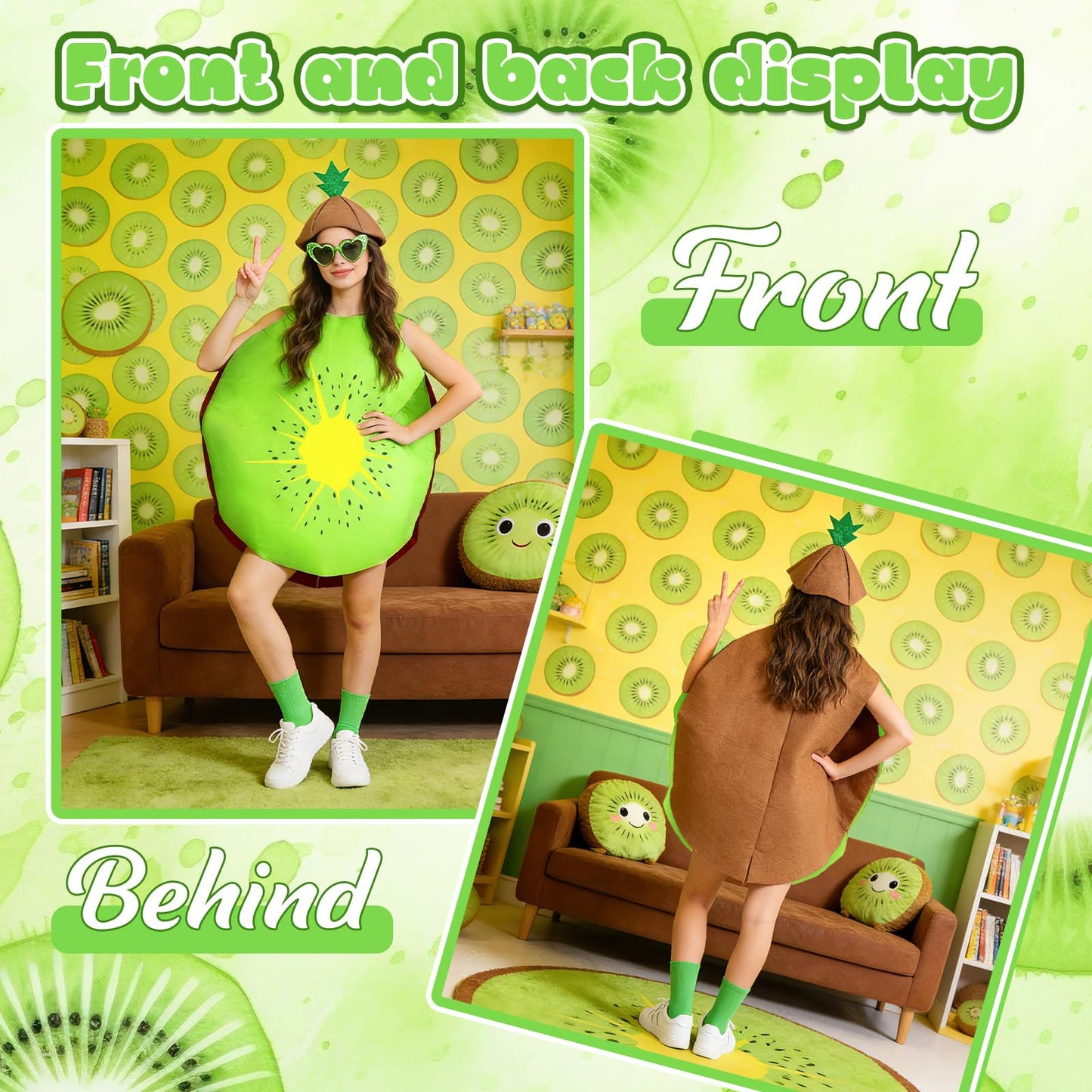 Kiwi Fruit Costume for Adults - Funny Fruit Fancy Dress Kit (image 4)