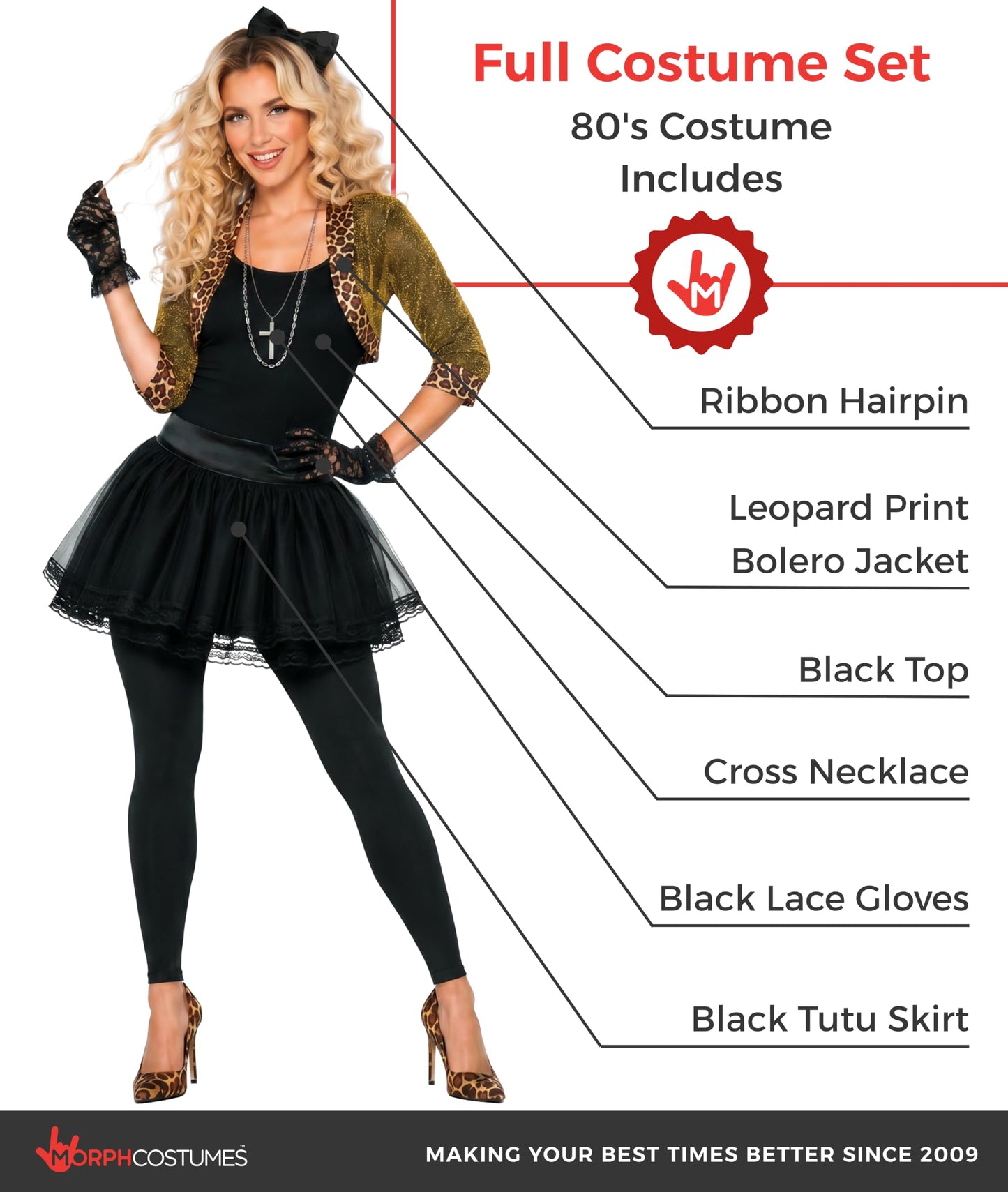 Fun Shack 80s Fancy Dress for Women, Rock Star Costumes, 80's Fancy Dress Women, 1980s Costume Women, 80s Costume Medium