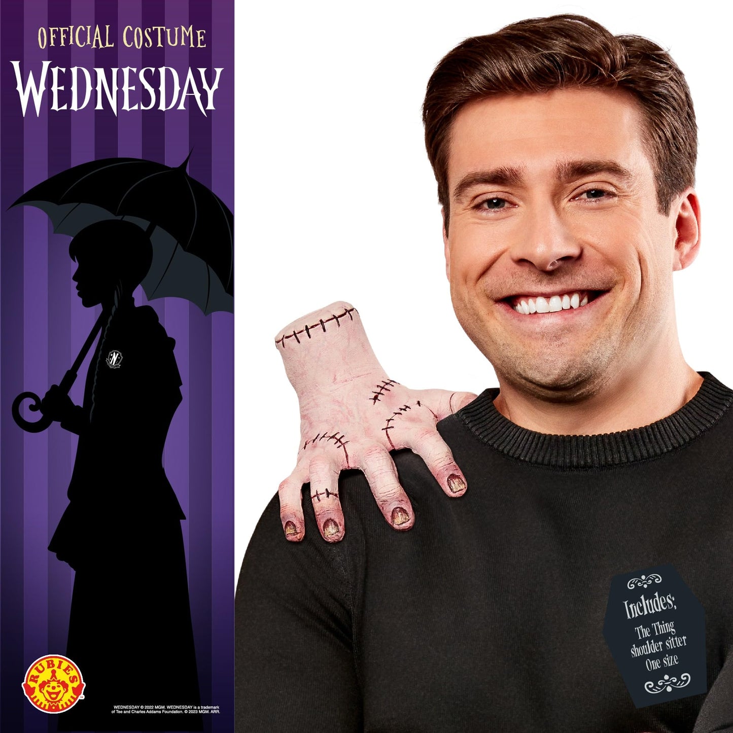 Rubies Official Addams Family Wednesday Thing Shoulder Sitter With Magnetic Attachment, Fancy Dress Accessory And Prop Halloween