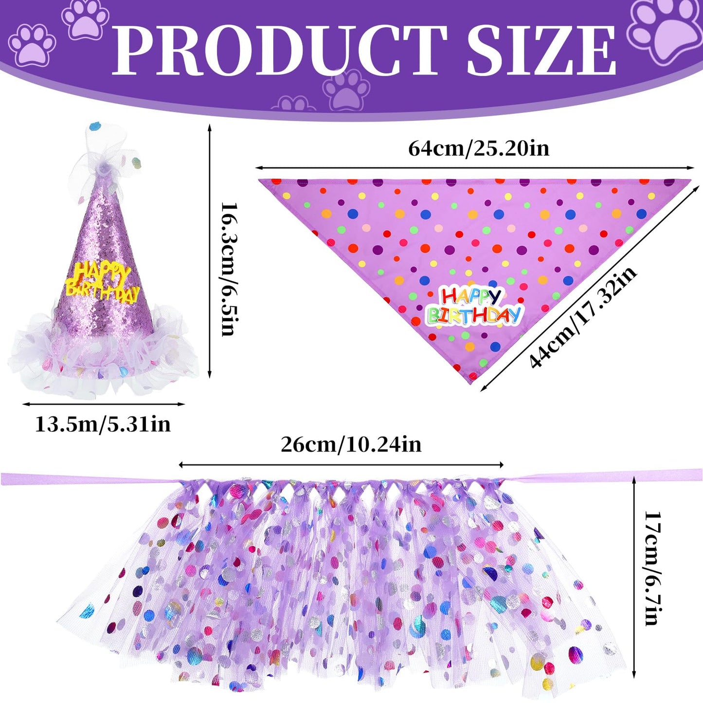 Dog Birthday Hat with Glitter Bandana Dress Set Puppy Birthday