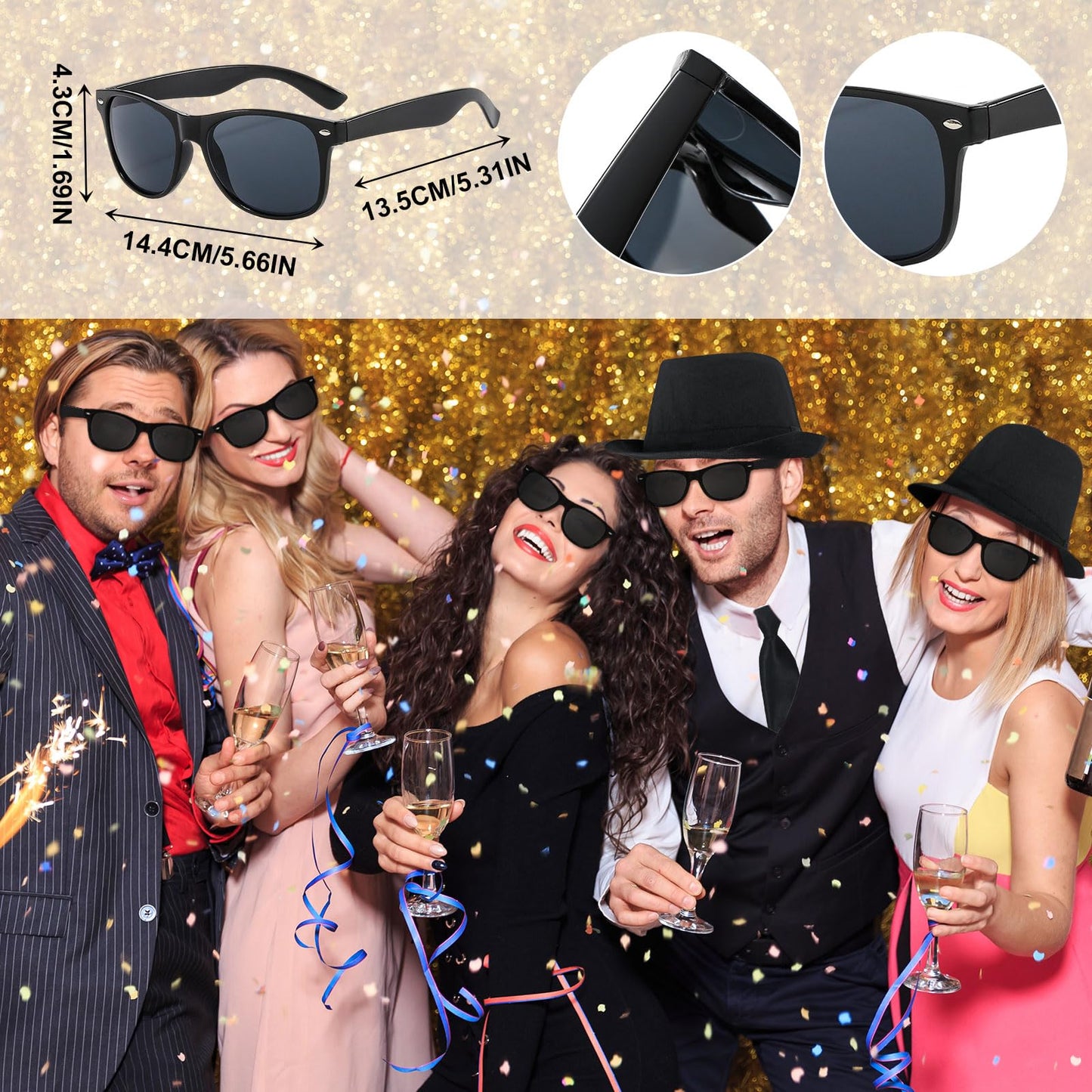 4-Piece Adult Gangster Costume Set - Black Fedora Hat - Braces
