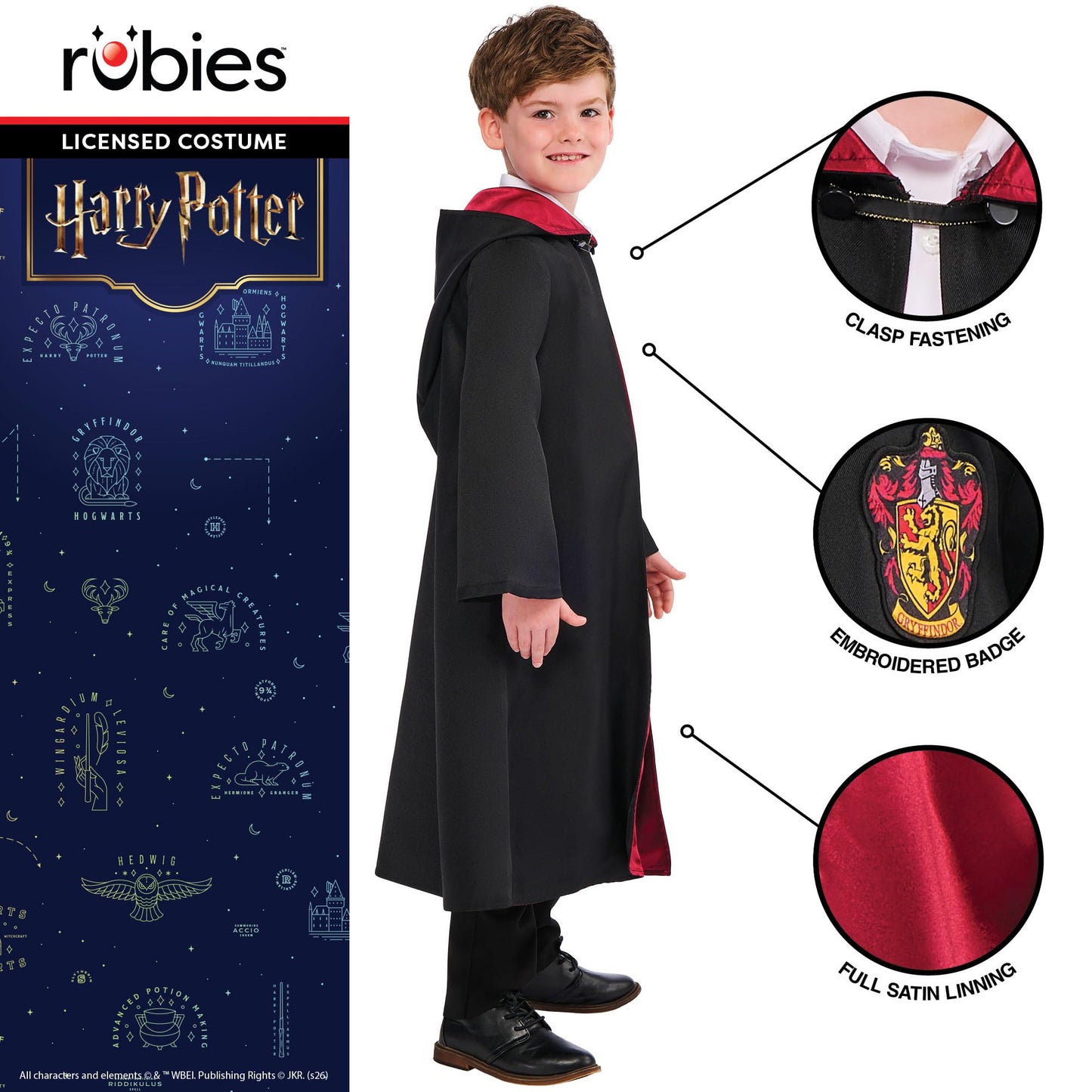 Rubies Official Warner Brothers Harry Potter Deluxe Gryffindor Robe, Childrens Costume, Kids Fancy Dress, Size 5-6 Years