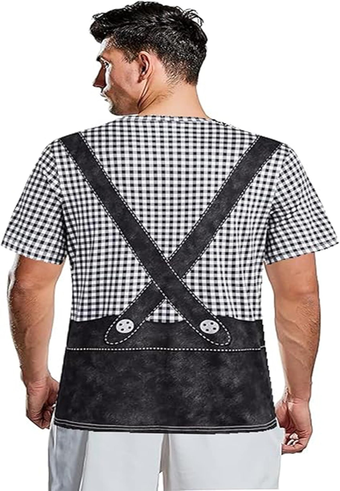 LIKPOJA Men's Bavarian Oktoberfest Costume Shirts German Beer Short Sleeve T-Shirts for Adult(Black A,S)