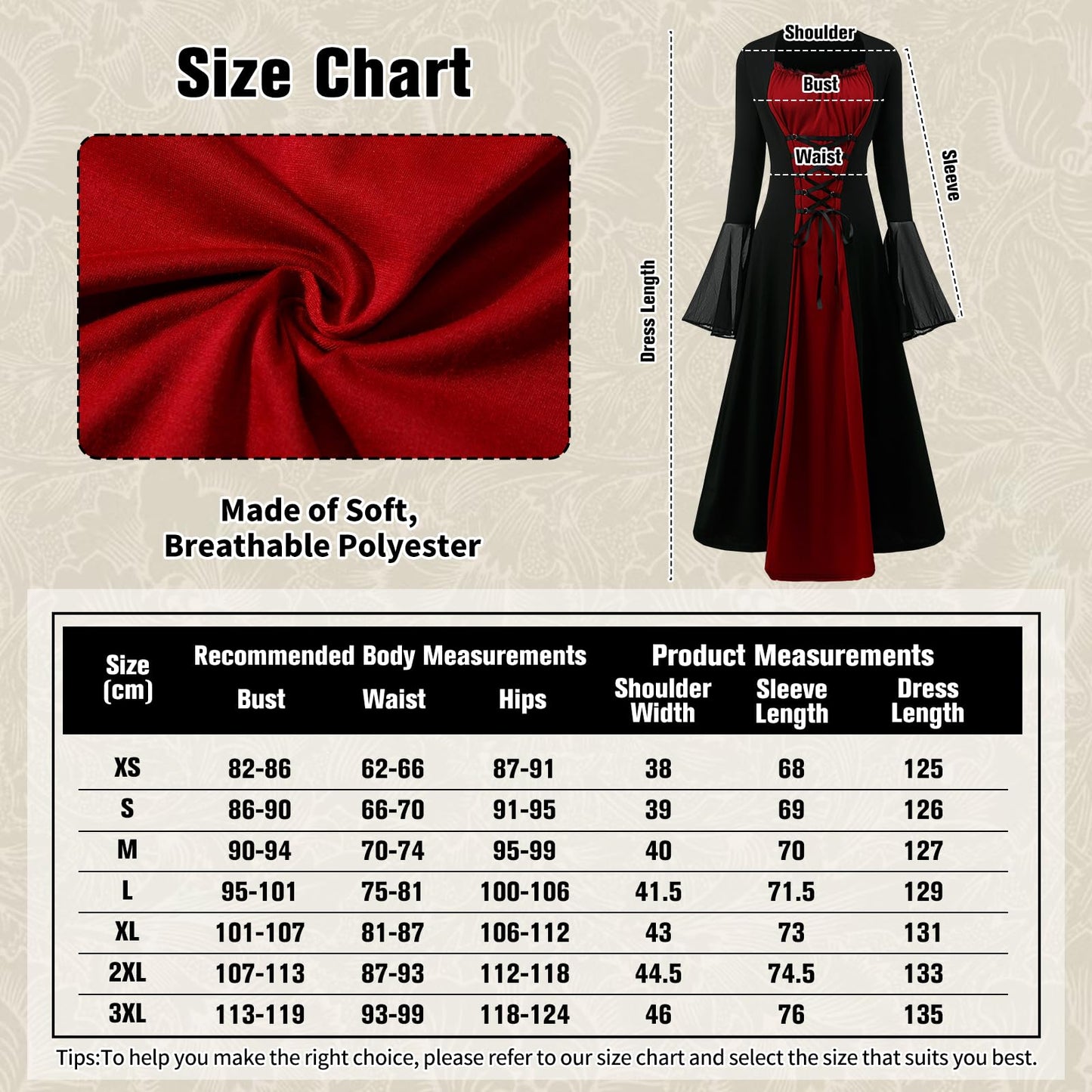 Women's Medieval Costume - Victorian Renaissance Vintage Dress