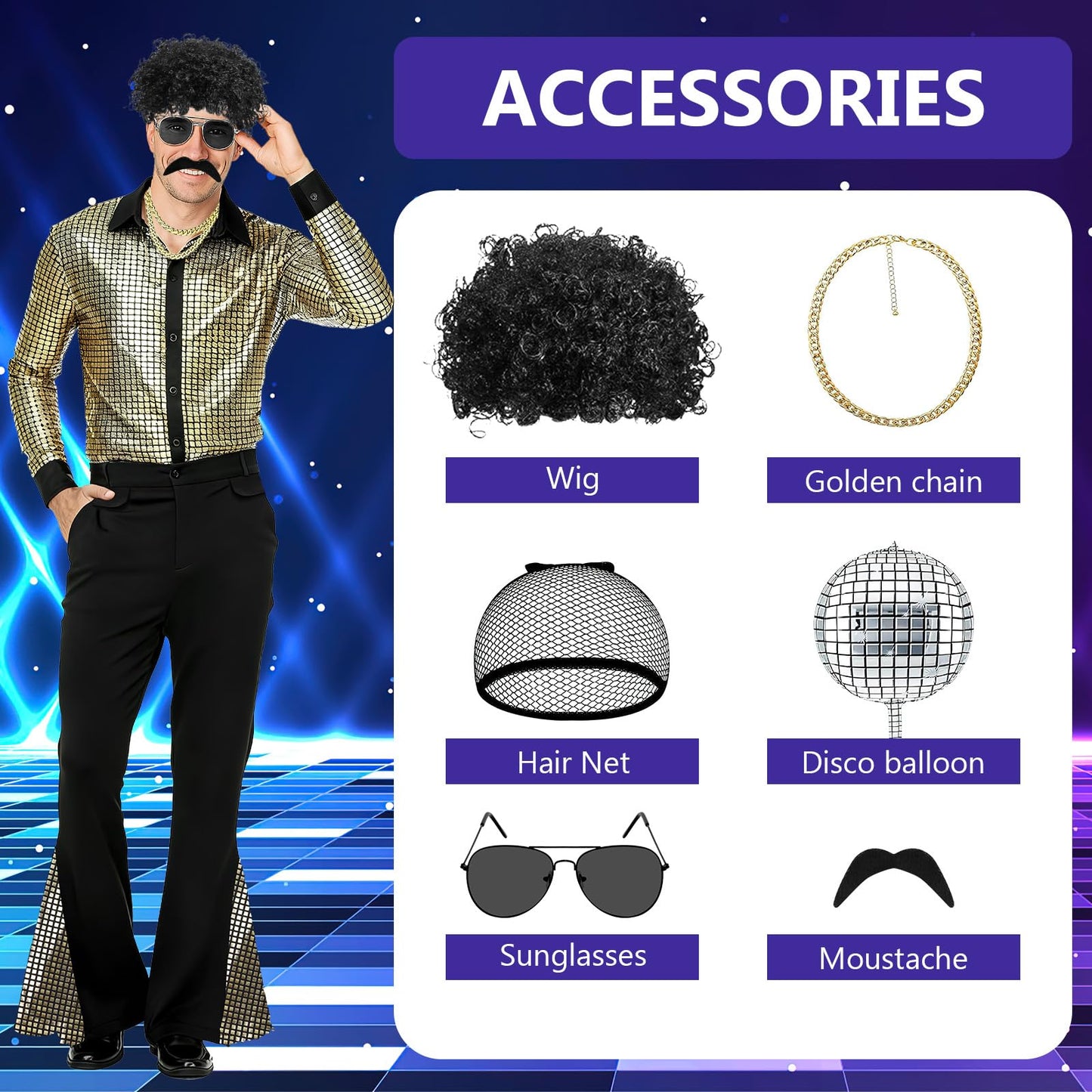 70s Fancy Dress Mens Pimp Costume - Disco Outfit for Men - Costume (image 5)