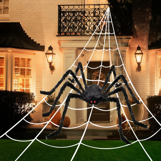 Halloween spider web set with 200-inch web and 59-inch giant spider