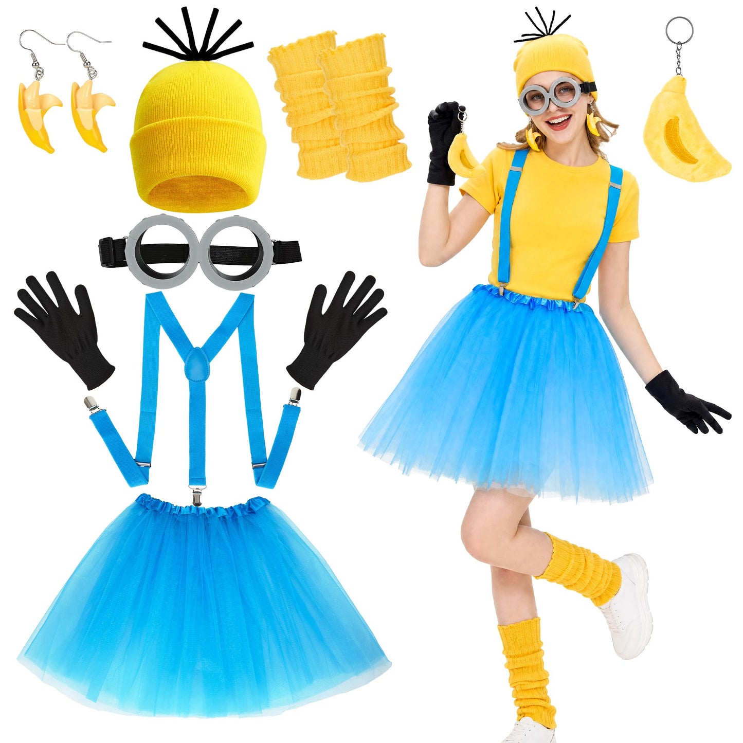 Funny Yellow Costume Women Halloween Fancy Dress Set - Cartoon