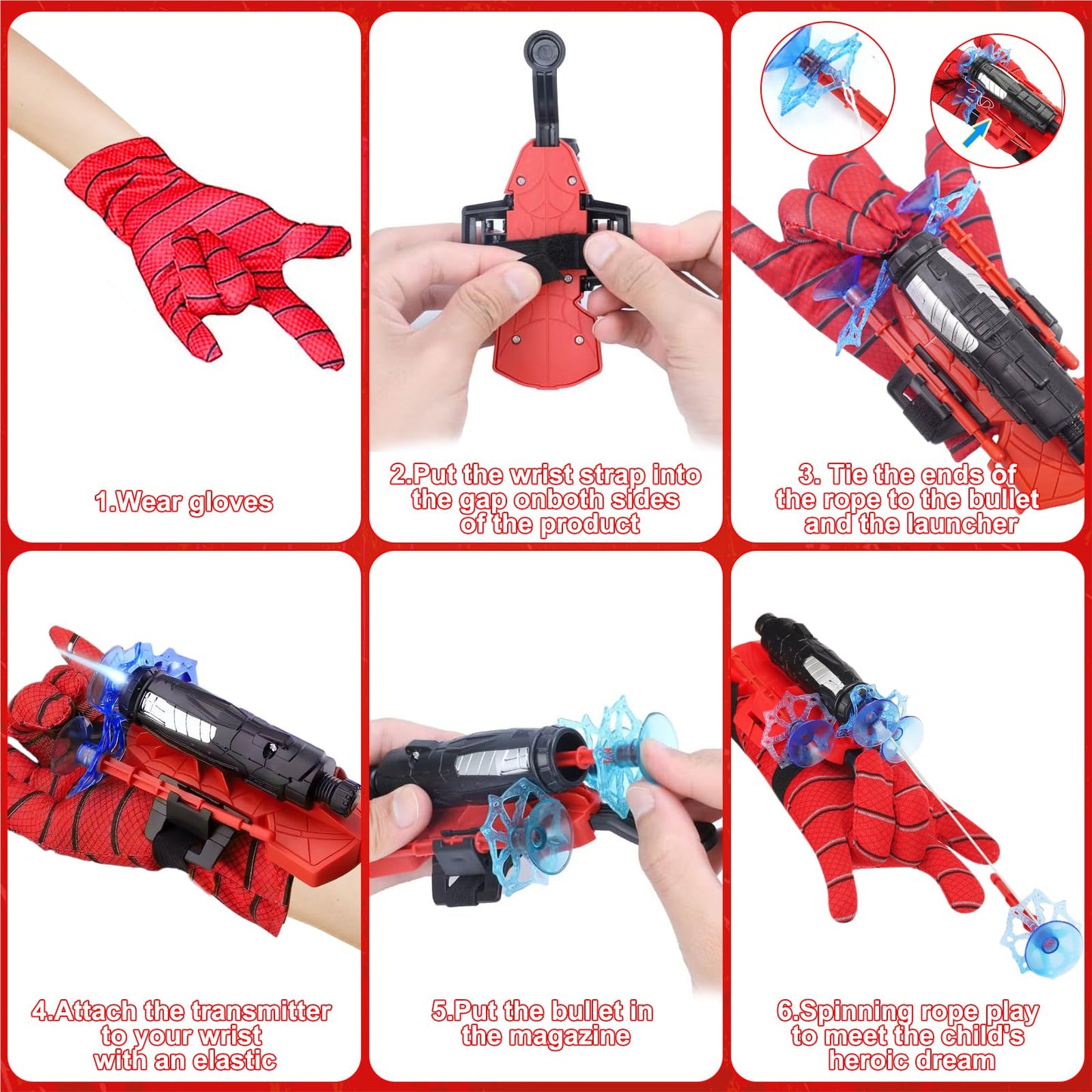 Nhcuijun Spider Web Shooter for Kids age 3-14, Superhero Interactive Fun Children's Educational Spider Launcher Toys for Boys and Girls Costume Cosplay Gift (Black)