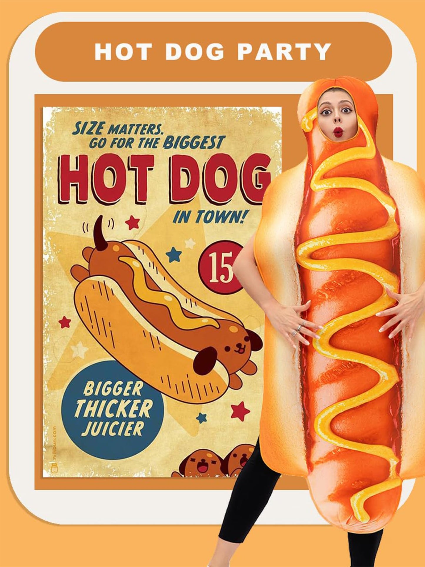 Adults Hot Dog Costume for Women and Men - Funny Food Cosplay Fancy (image 4)
