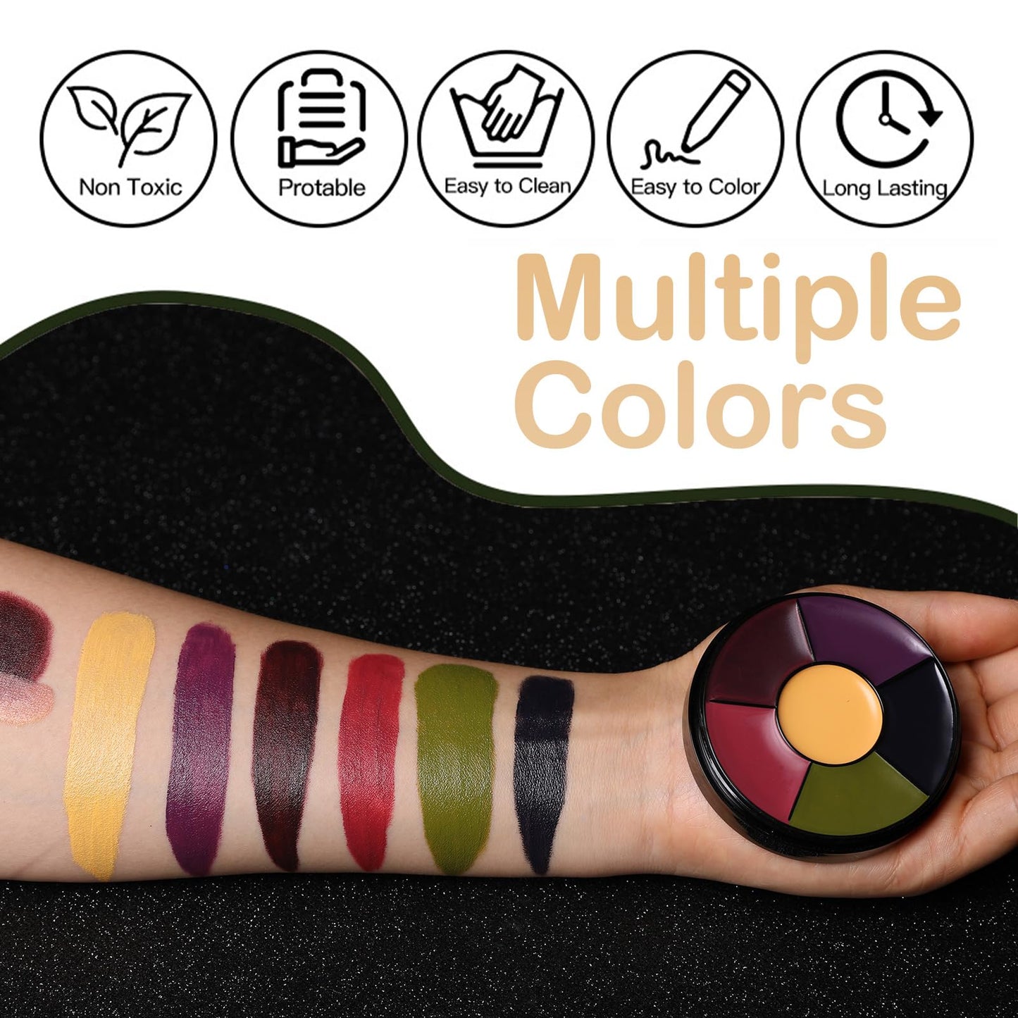 6 Color Bruise Wheel SFX Makeup Kit - Oil-Based Zombie Makeup Palette for Halloween & Special Effects Face and Body Paint Professional Theatrical FX for Cosplay Use