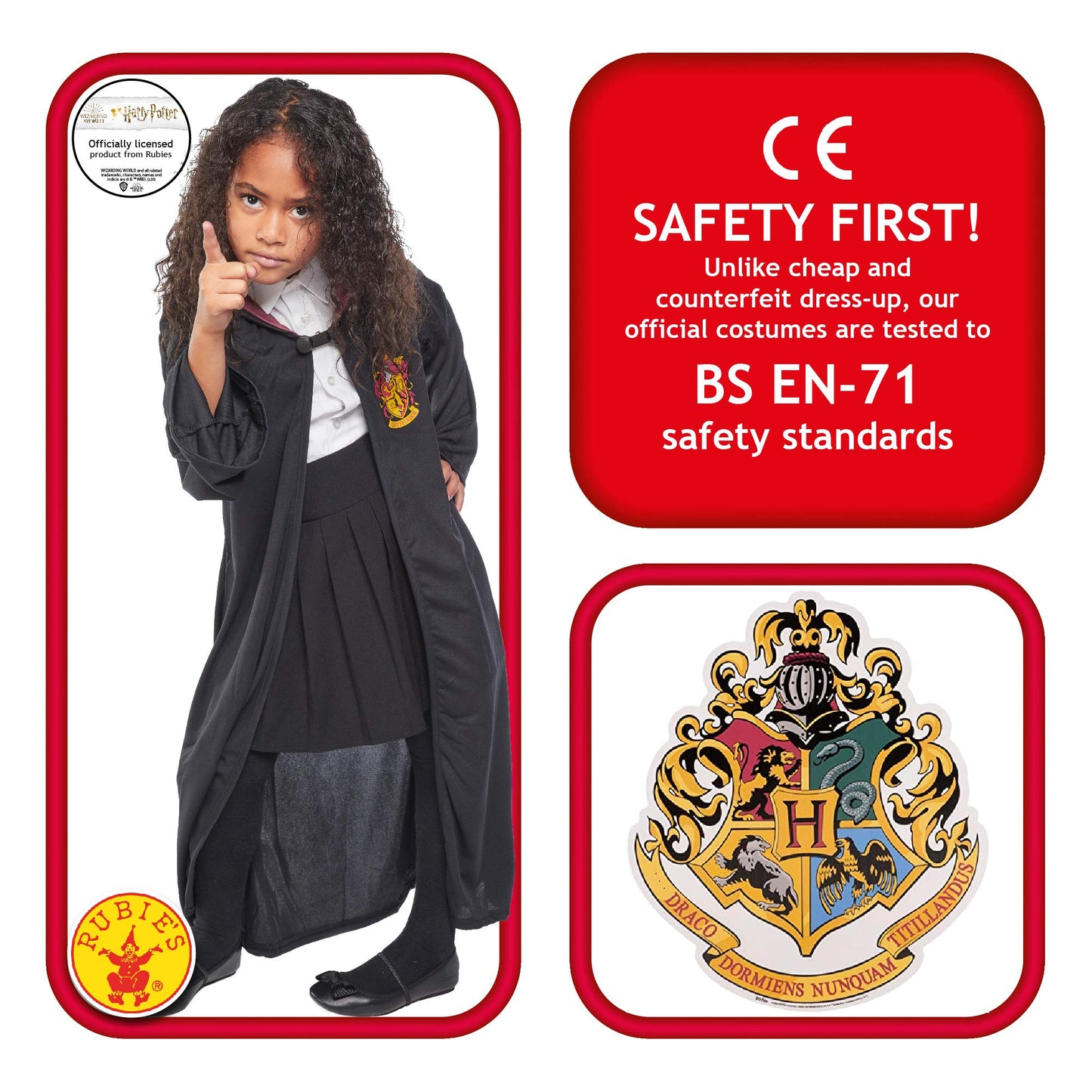 Rubie's Official Harry Potter Gryffindor Classic Robe Costume, Childs Size Age 9-10 Years & Official Harry Potter Hermione Granger Wand Costume Accessory