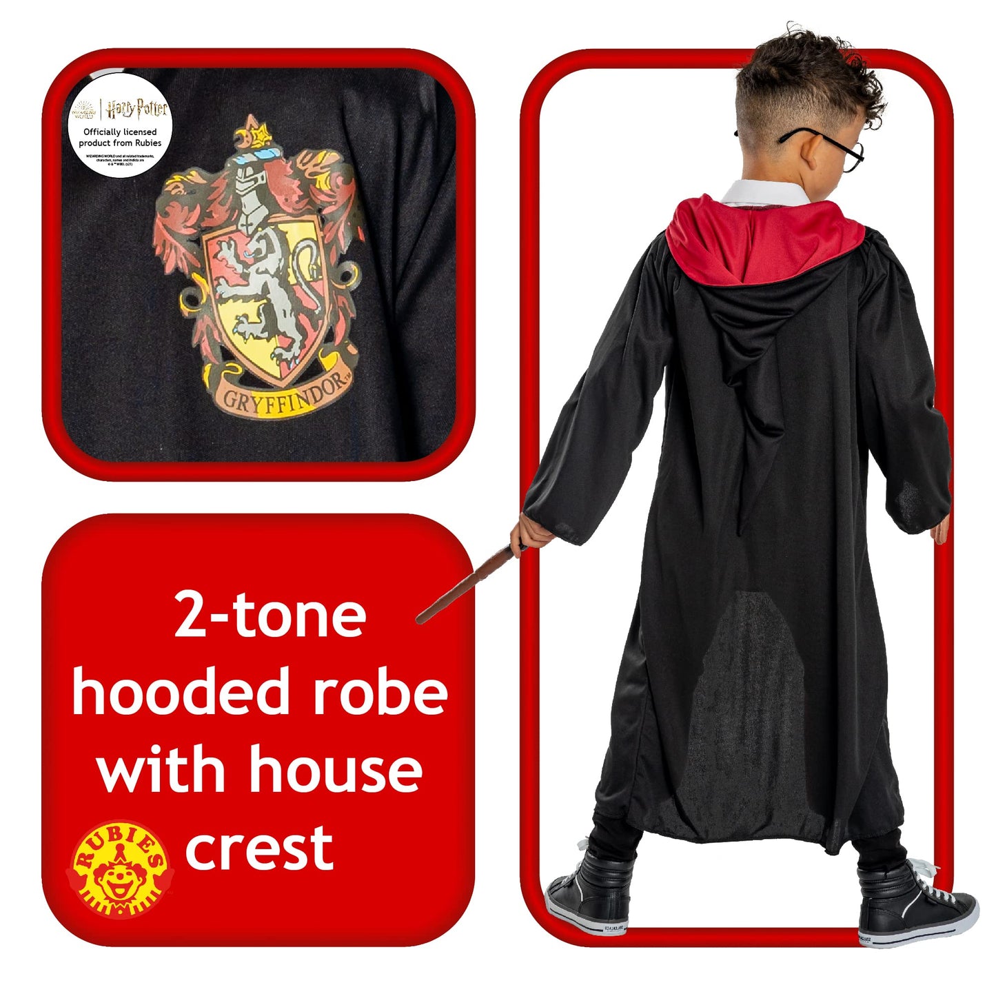 Rubie's Official Harry Potter Pack Gryffindor Robe, Wand and Glasses Child's Costume - One Size Halloween