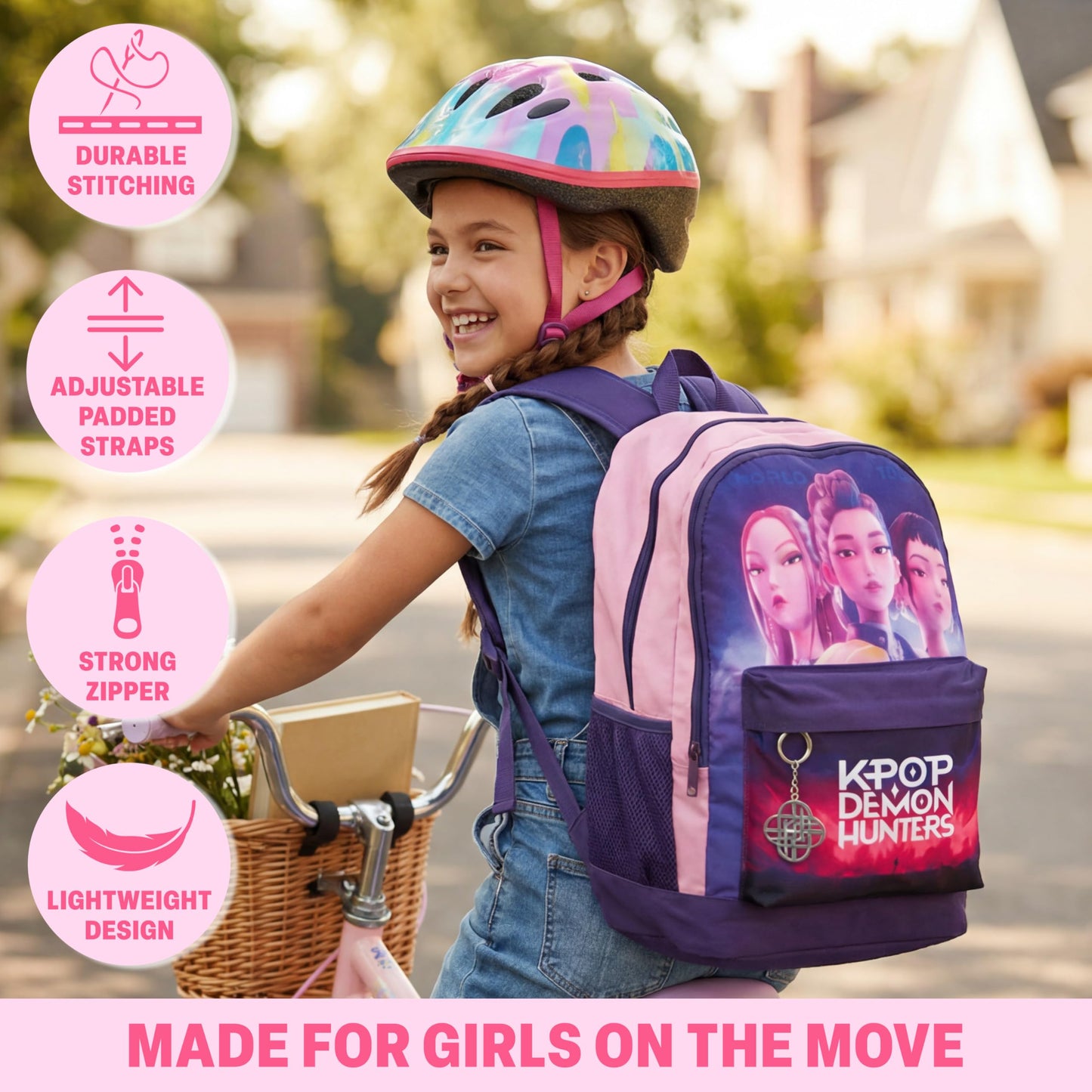 Huntrix Kpop Demon Hunters Girls Backpack - Adjustable Straps