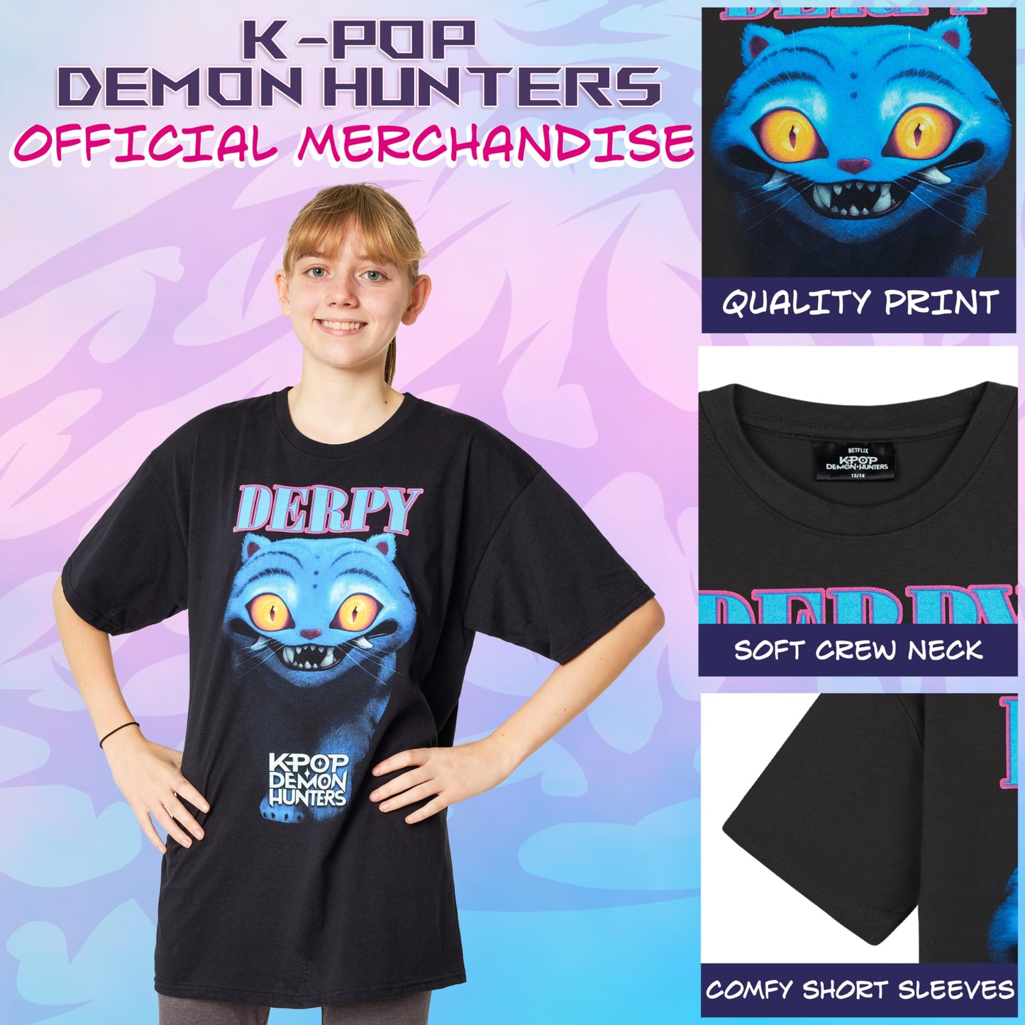 Official Derpy Tiger T-Shirt for Girls Teens - Soft Cotton Crew