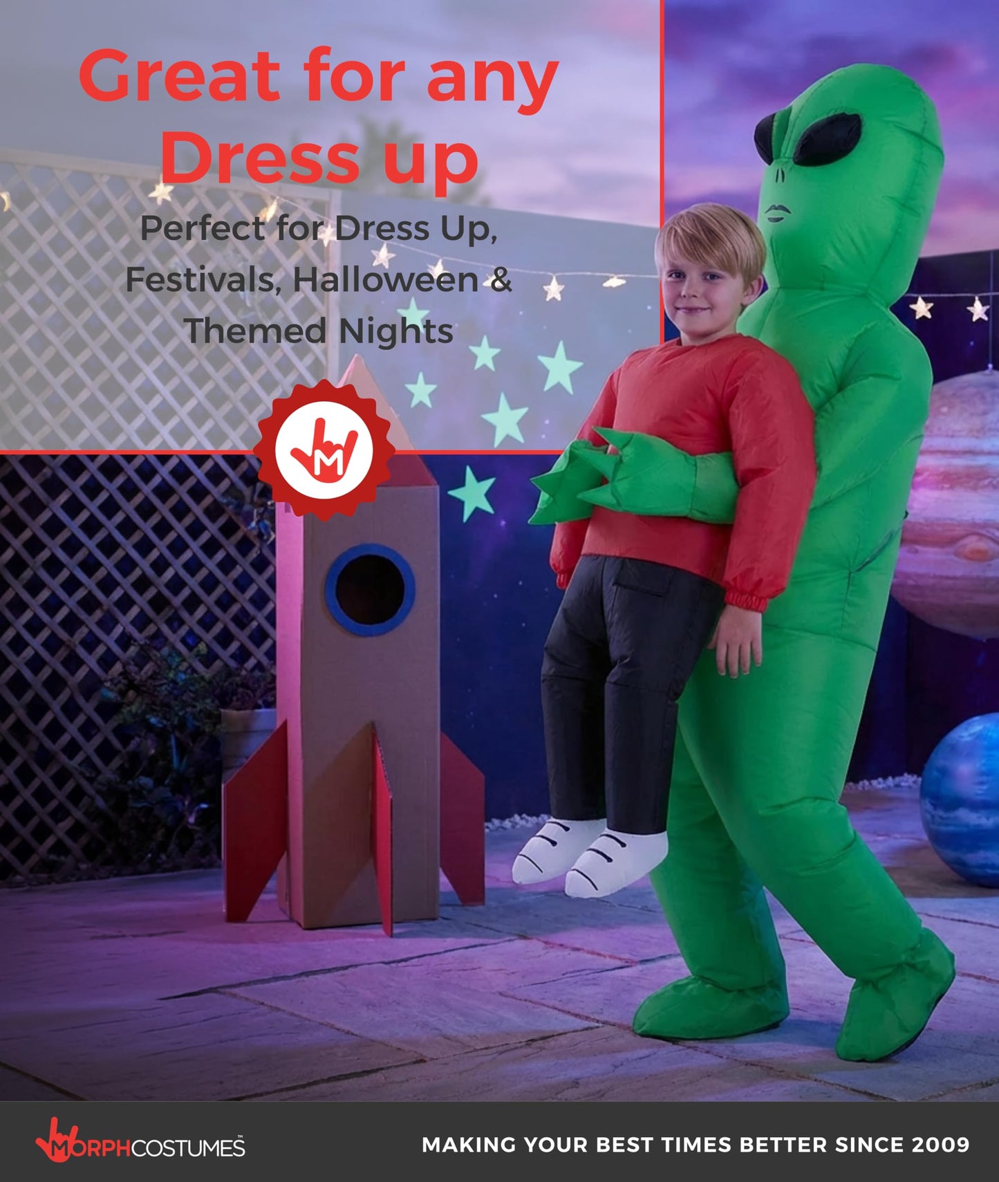 Morph Alien Costume Kids (4-6yrs), Red Abductee Alien Inflatable Costumes for Boys, Boys Halloween Costume, Halloween Costumes for Kids
