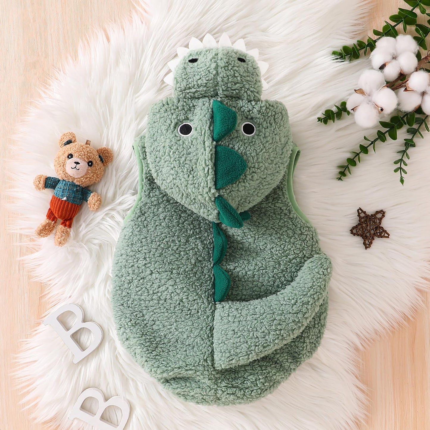 Baby Boy Girl Dinosaur Costume Sleeveless Animals Hooded Romper Infants Cartoon Halloween Cosplay Costumes Jumpsuit (Turquoise, 3-6 Months)