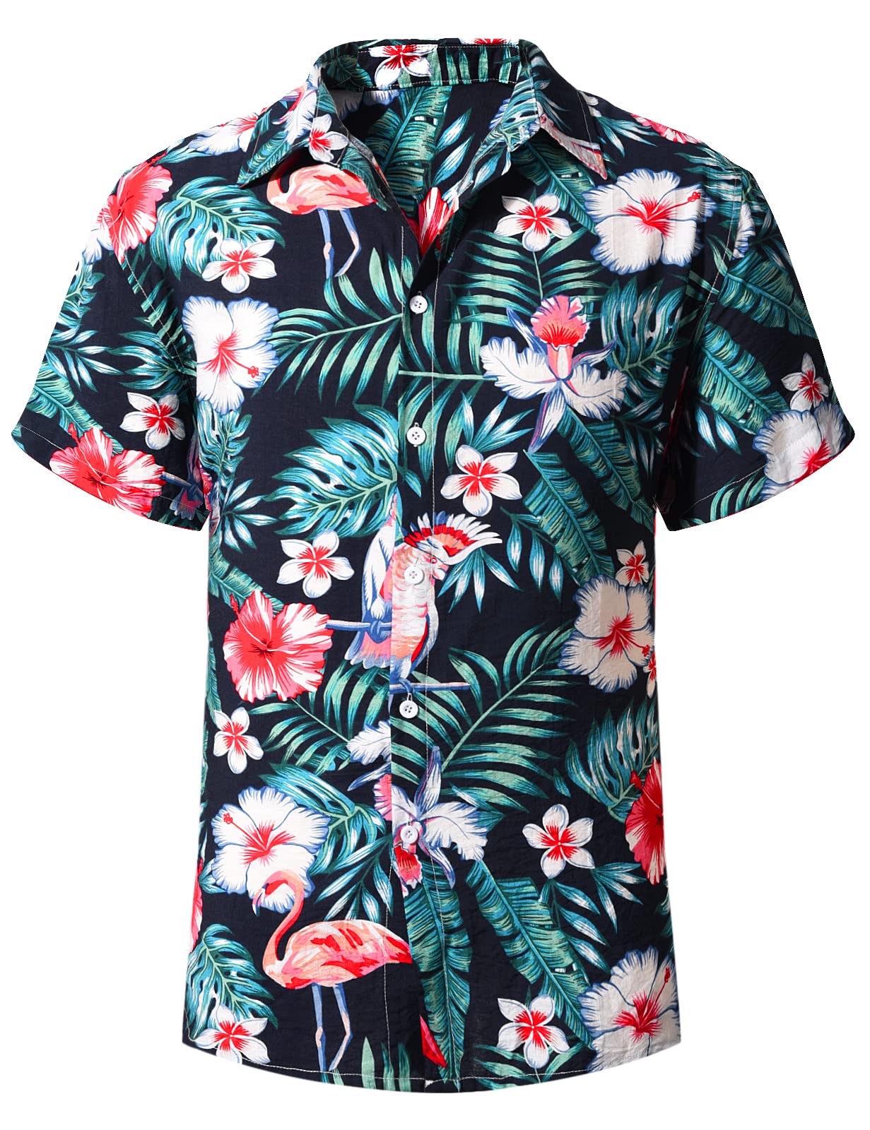 Hawaiian Shirt Men Floral Aloha Beach Shirt Casual Short Sleeve