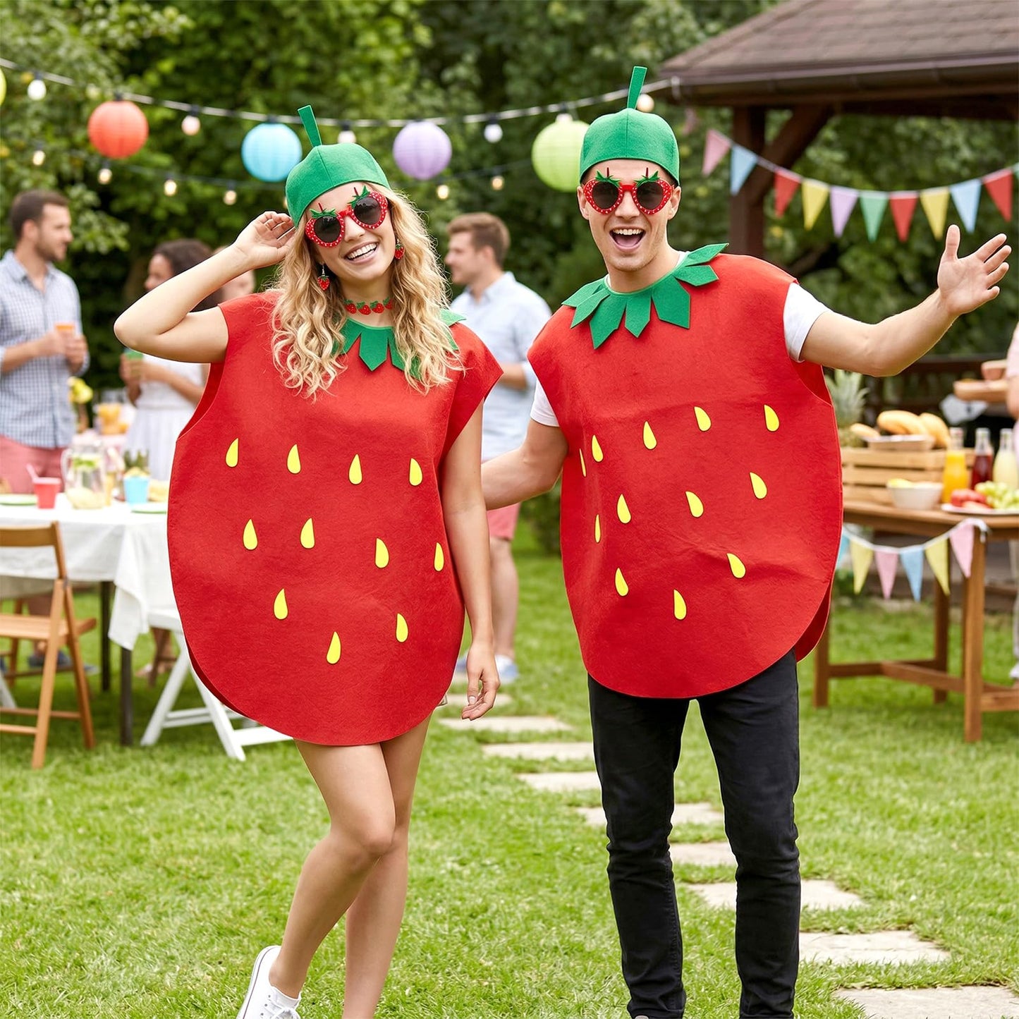 Strawberry Costume for Adults - Funny Fruit Fancy Dress Outfit (image 6)