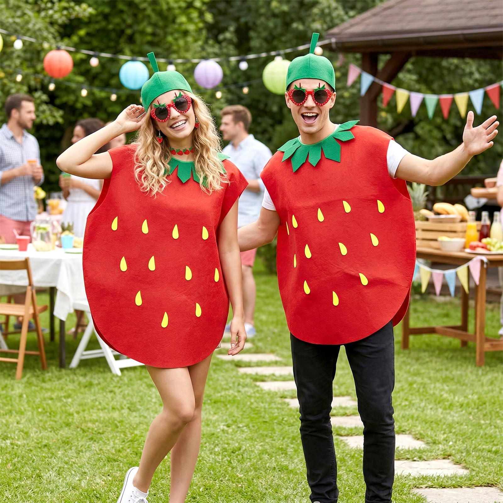 Strawberry Costume for Adults - Funny Fruit Fancy Dress Outfit (image 6)