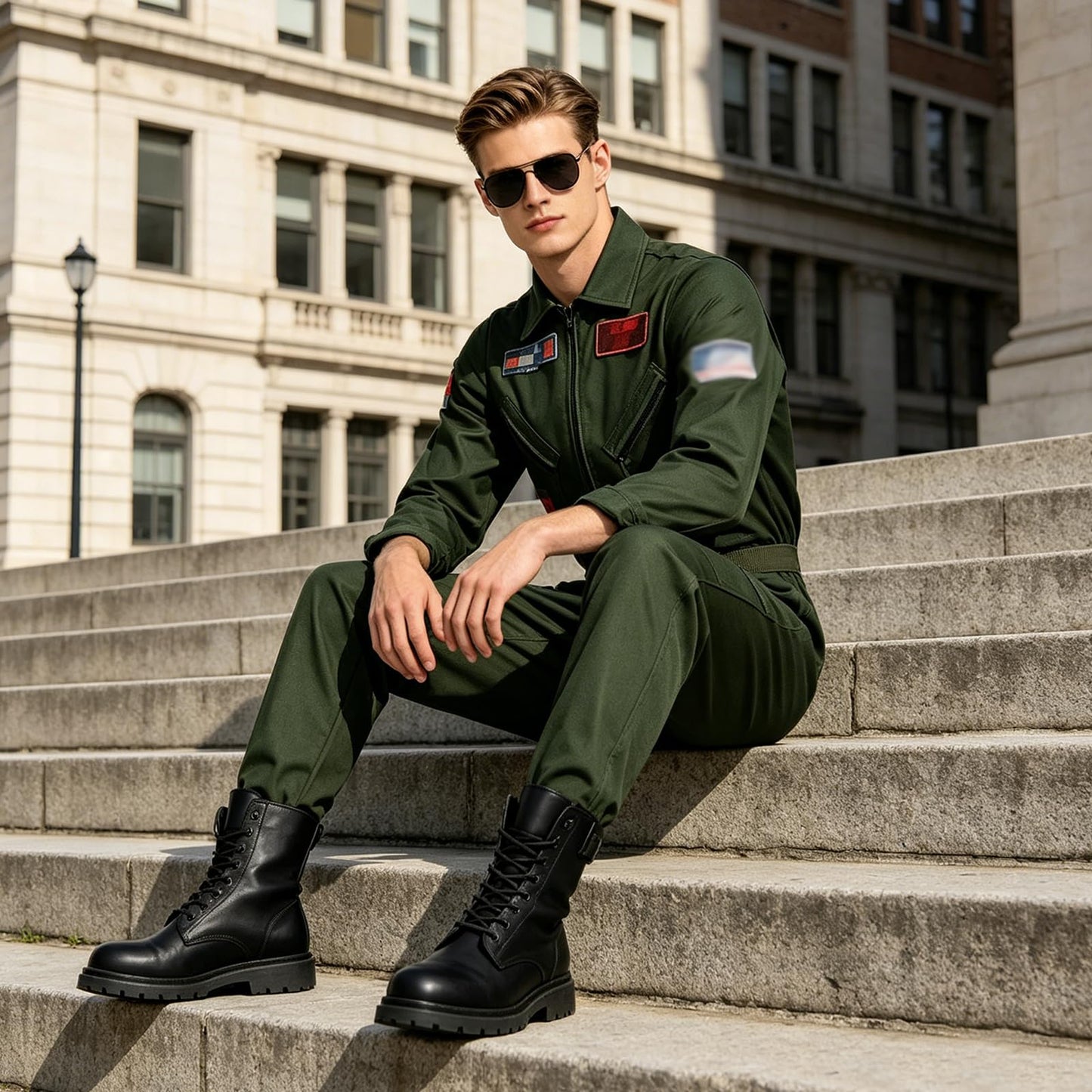 Men Pilot Costume Aviator - Fighter Pilot Flight Suit Costume Fancy (image 6)