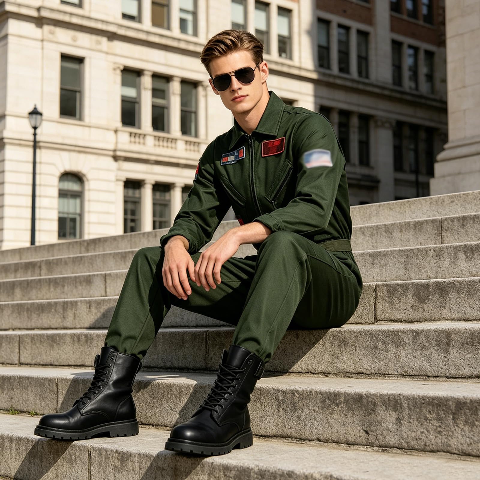 Men Pilot Costume Aviator - Fighter Pilot Flight Suit Costume Fancy (image 6)