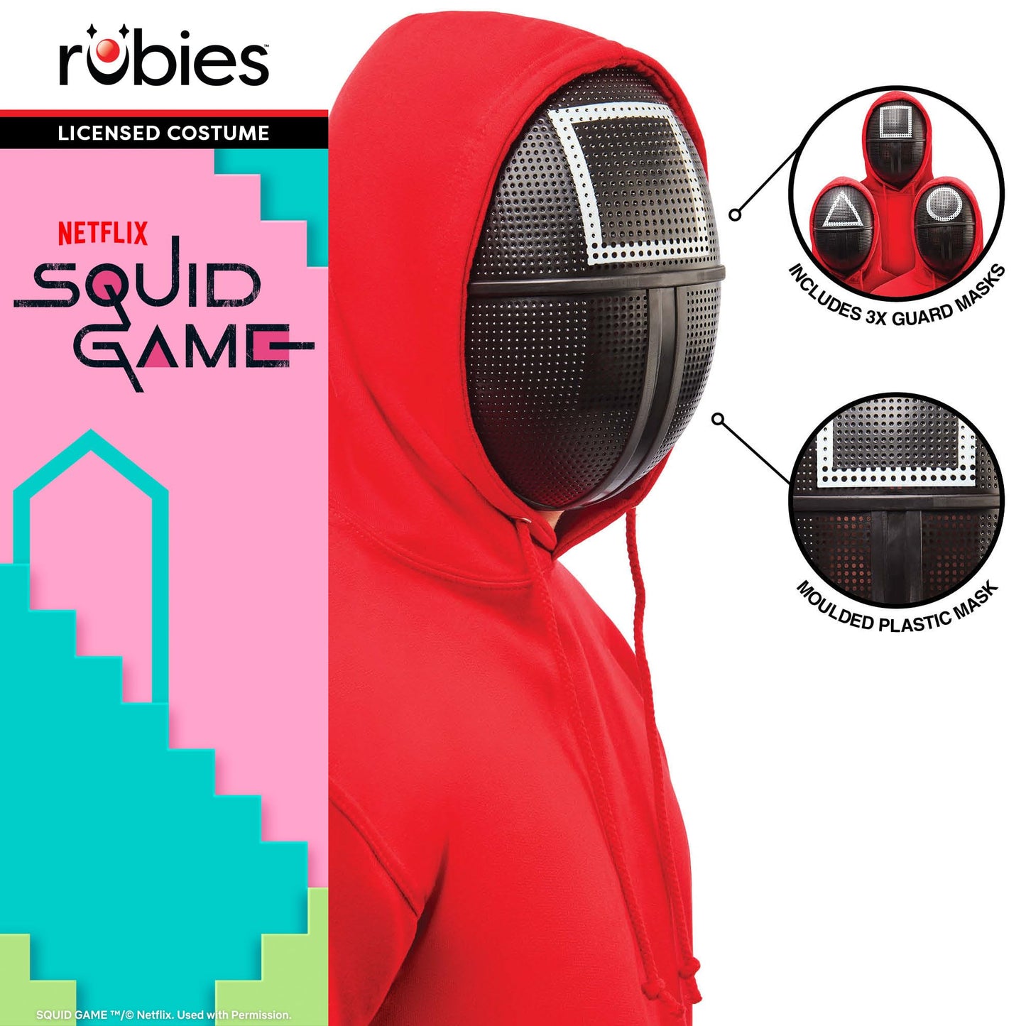 Rubies Official Squid Game 3x Guard Mask Set, Adult Fancy Dress