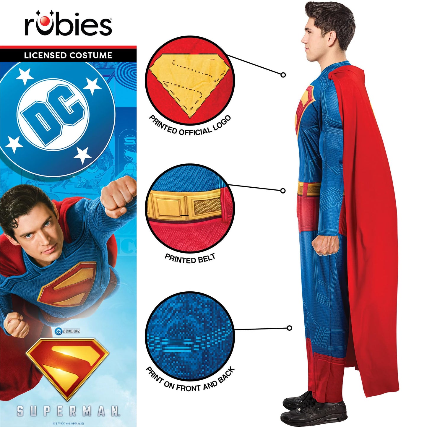 Official DC Deluxe Superman Costume - Adult Superhero Fancy Dress