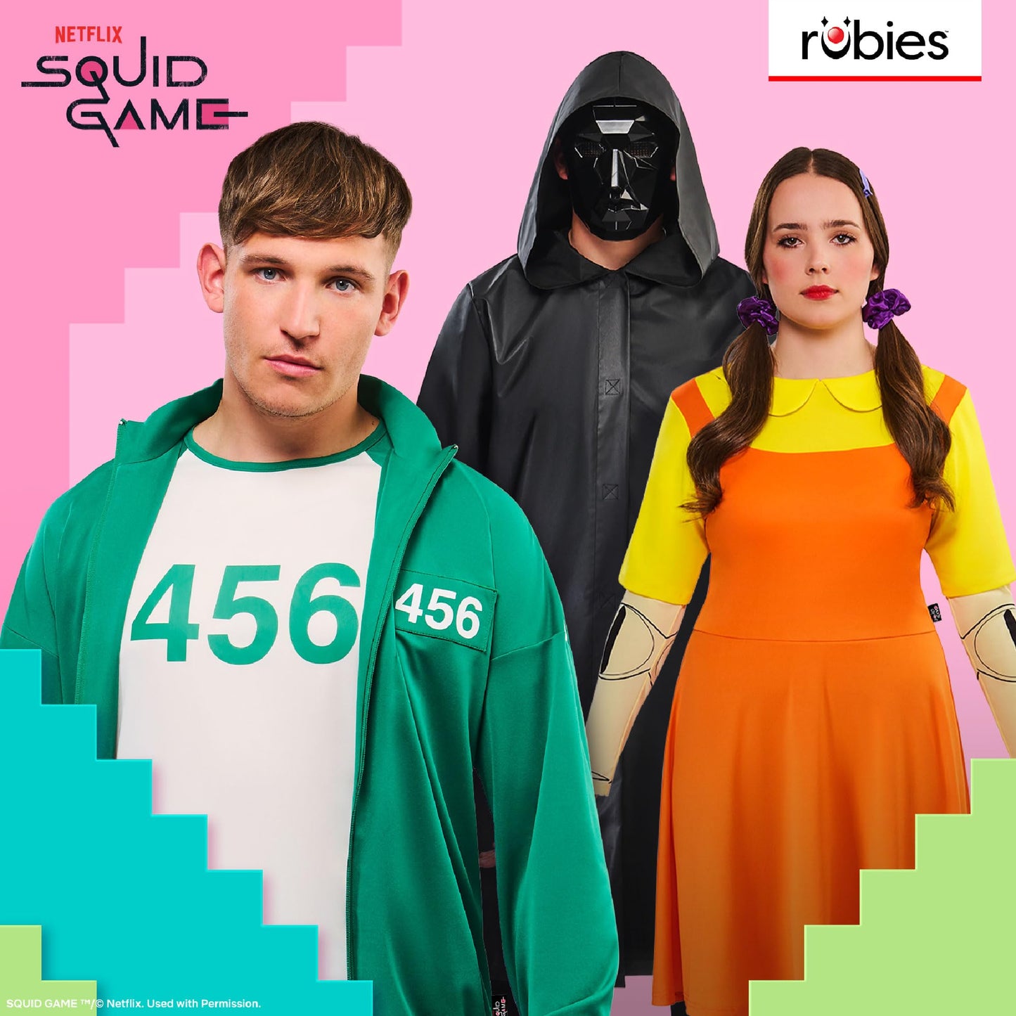 Rubies Official Squid Game 3x Guard Mask Set, Adult Fancy Dress